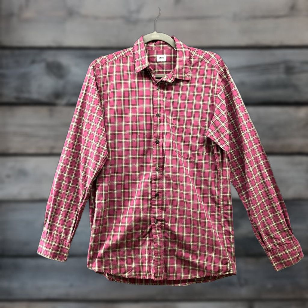 Uniqlo VINTAGE Uniqlo Shirt Mens S Pink Plaid Button-Down Long Sleeve Cotton Regular Size US S / EU 44-46 / 1 - 1 Thumbnail
