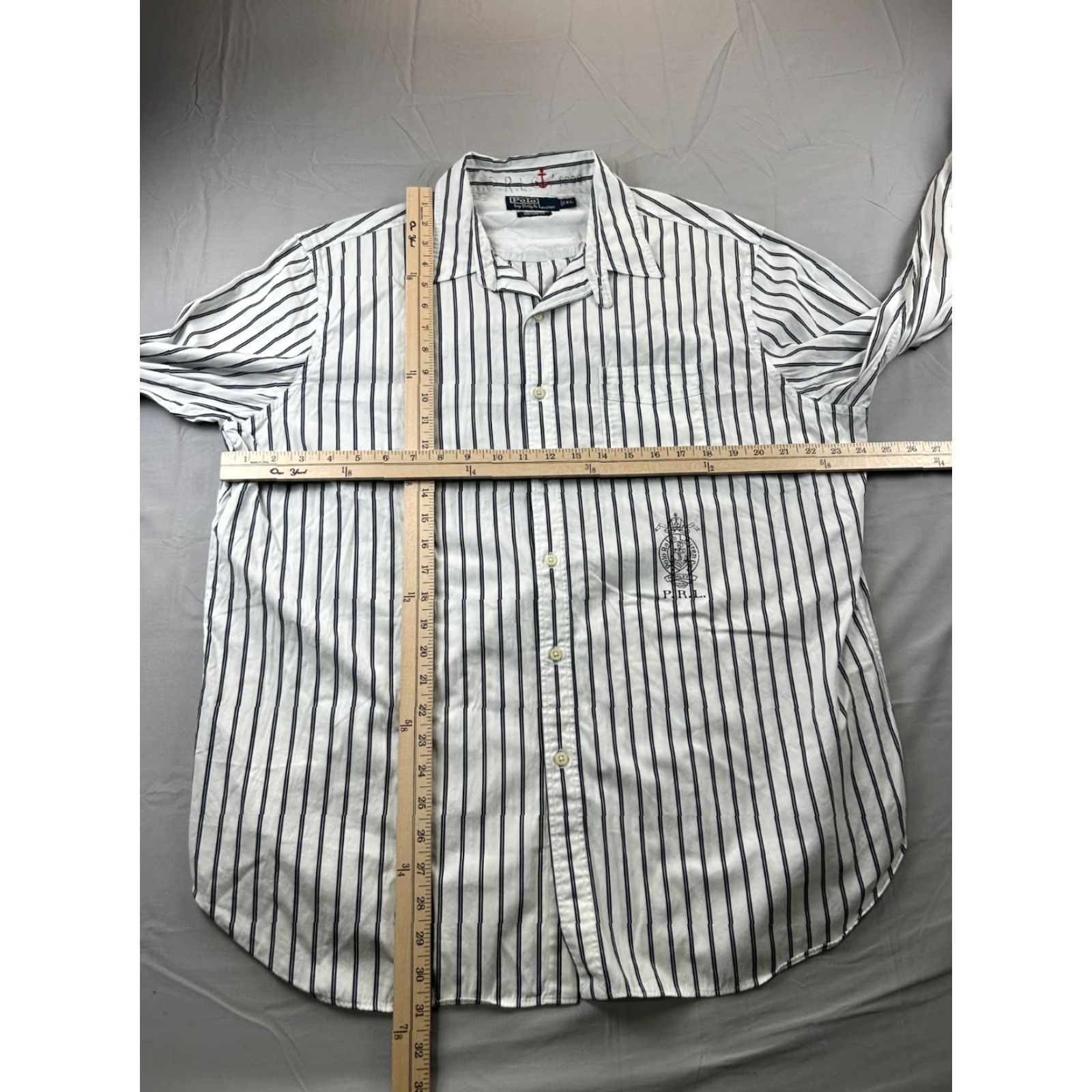 Polo Ralph Lauren Polo Ralph Lauren Shirt Mens XL Nautical White Striped Button-Down Collar Crew Crest Details Shirt Size US XL / EU 56 / 4 - 6 Thumbnail