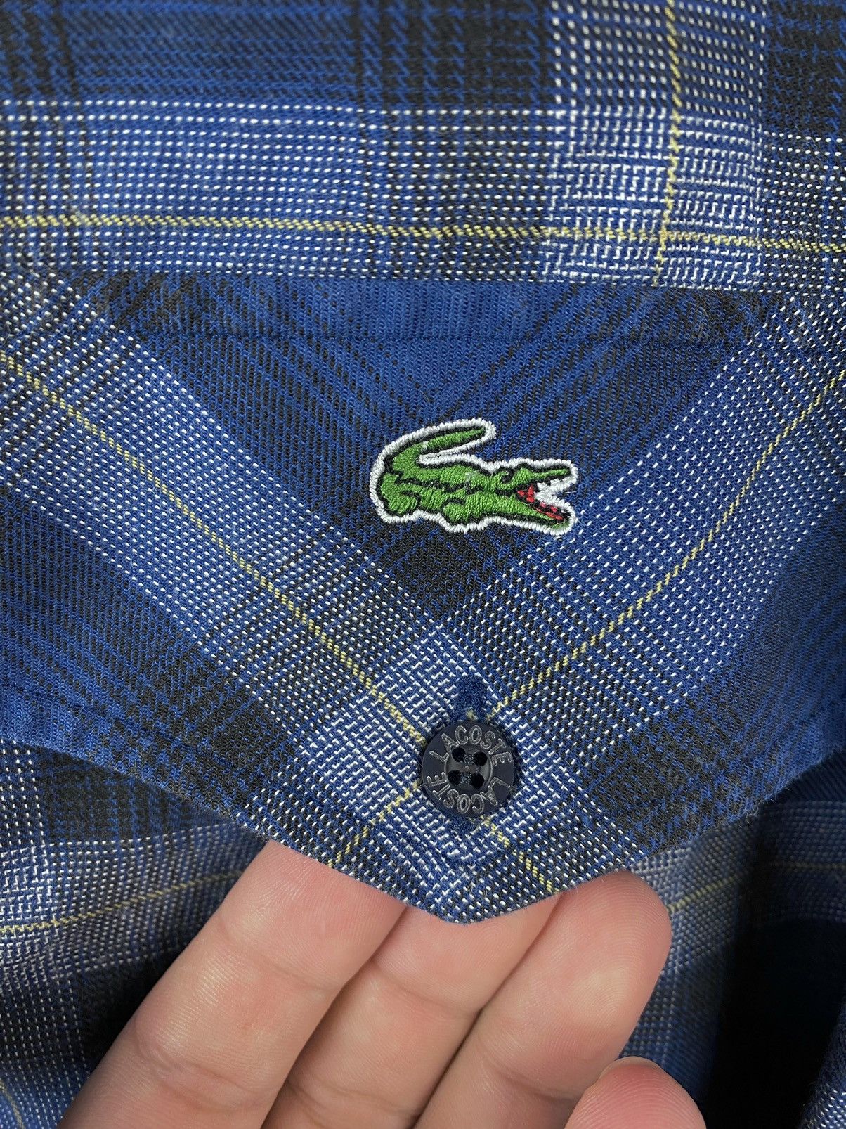 Lacoste × Vintage Lacoste Vintage Plaid Blue Long Sleeve Shirt Size US XL / EU 56 / 4 - 5 Thumbnail