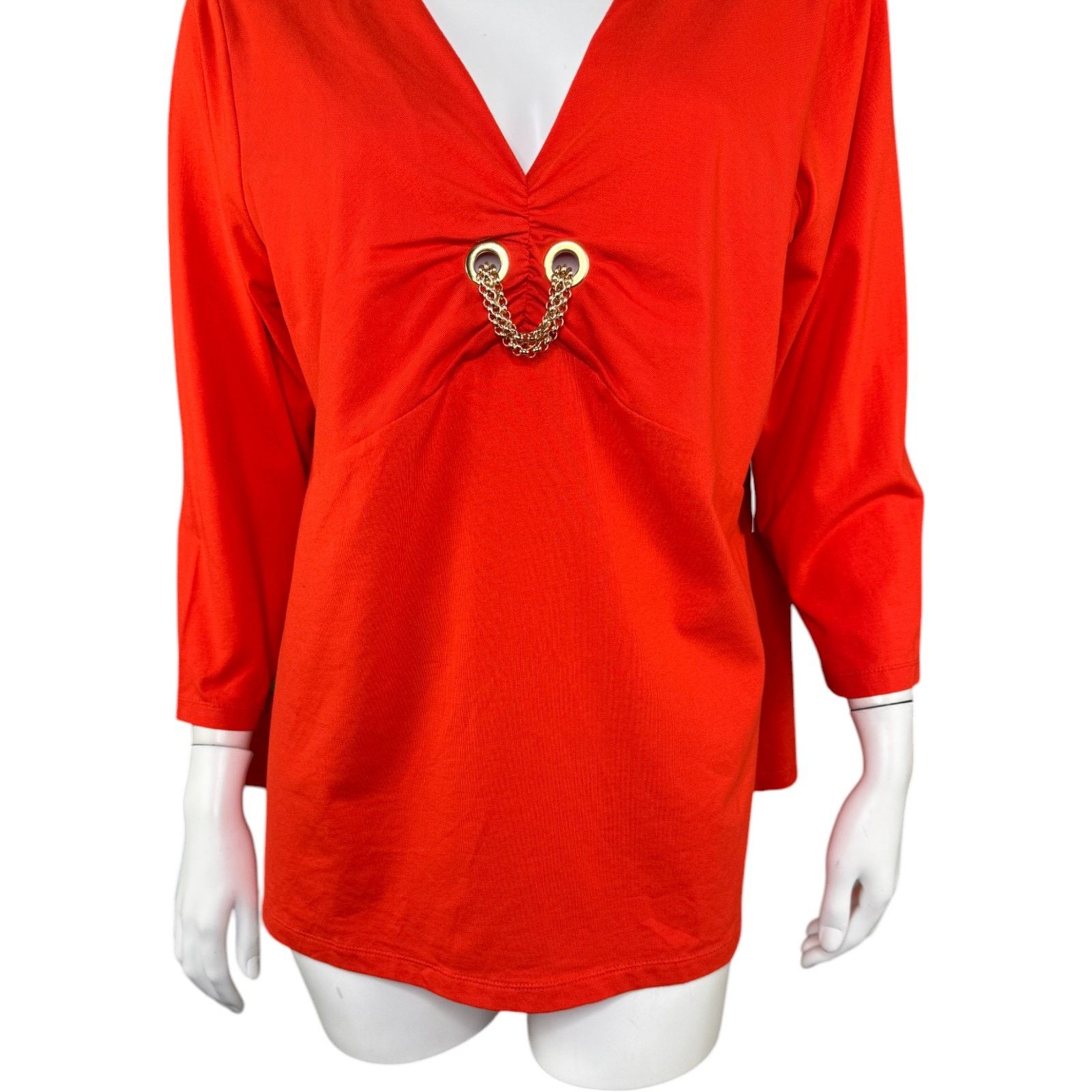 Jones New York Jones New York Orange Womens 1X Stretch 3/4 Sleeve Blouse Size XL / US 12-14 / IT 48-50 - 7 Thumbnail