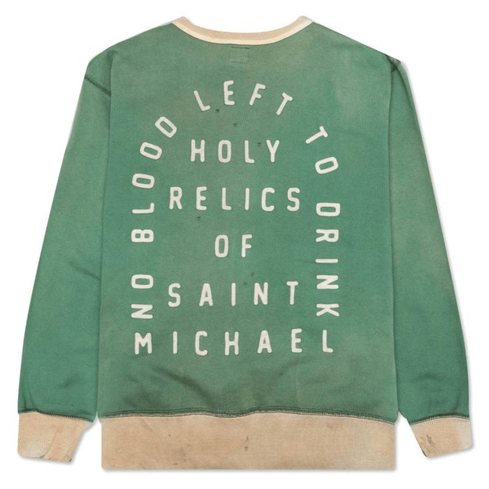 Saint Michael Saint Michael Felt Crewneck Sweatshirt Green | Grailed