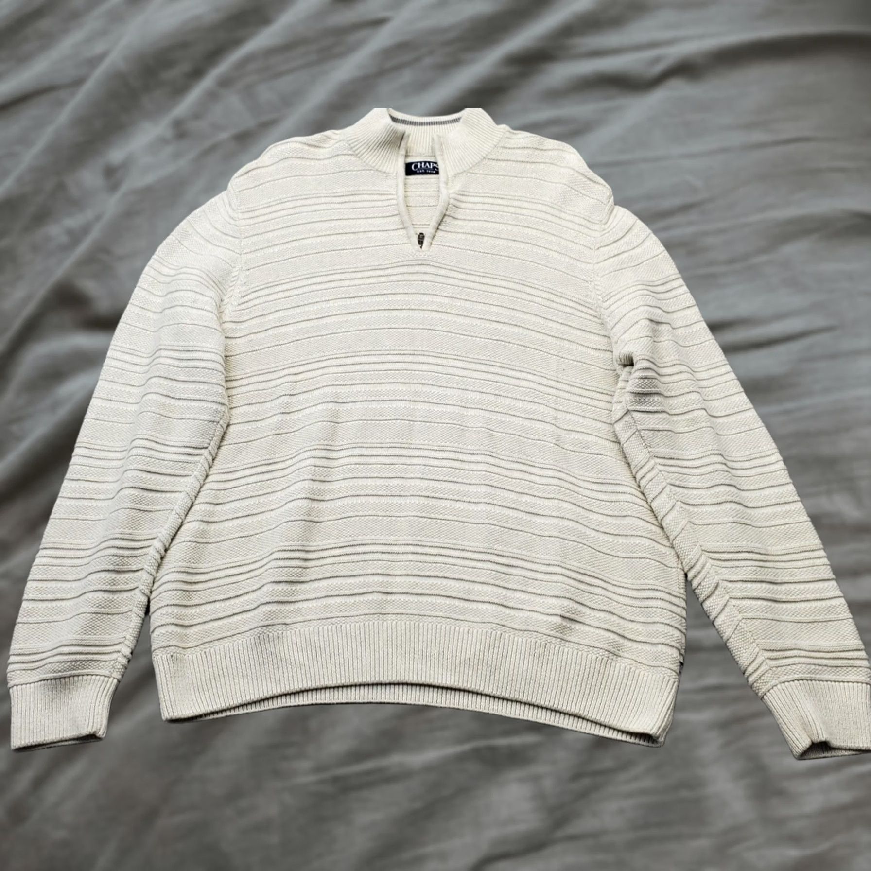 Chaps Chaps Mens Pullover Sweater 2XL Tan Knit Cotton Blend Raglan 1/4 Zip Chest 30" Length 23.5" Pit to Pit; Regular Fit Size US XXL / EU 58 / 5 - 1 Thumbnail