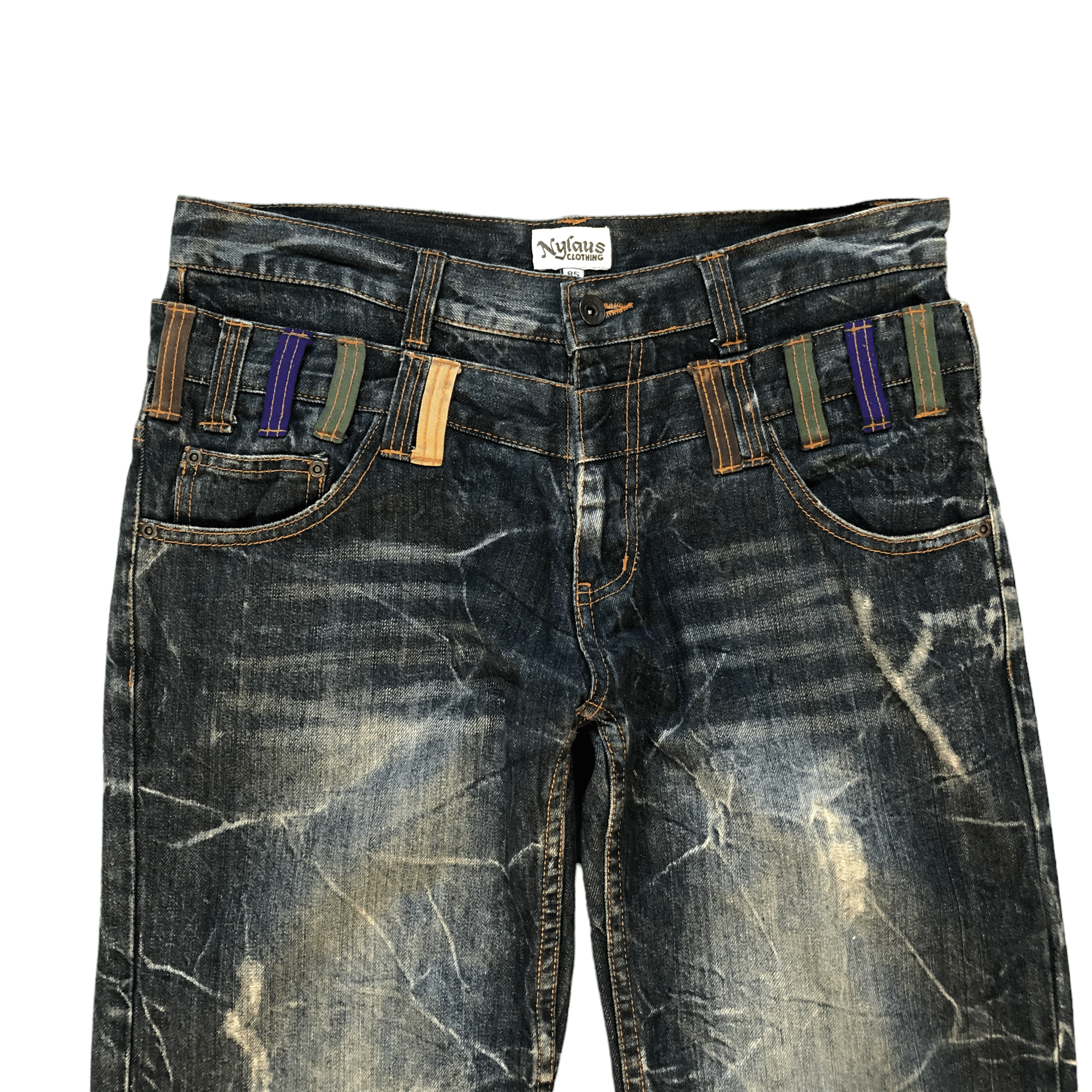 Japanese Brand NYLOUS LIMITED EDITION DOUBLE WAIST DENIM PANTS #5981-216 Size US 33 - 2 Thumbnail