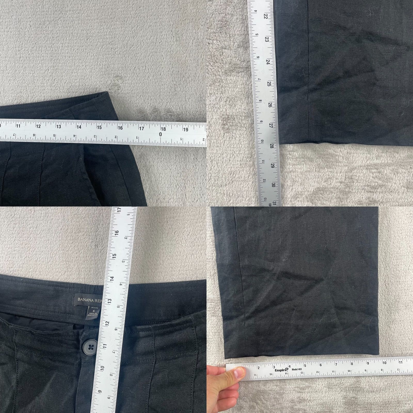 Banana Republic Banana Republic Wide Leg 100% Linen Pants Women Petite 6 Black Pleated Summer - Womens Pants, Banana Republic, Wide-Leg, Linen, 6P Size 28" / US 6 / IT 42 - 8 Thumbnail