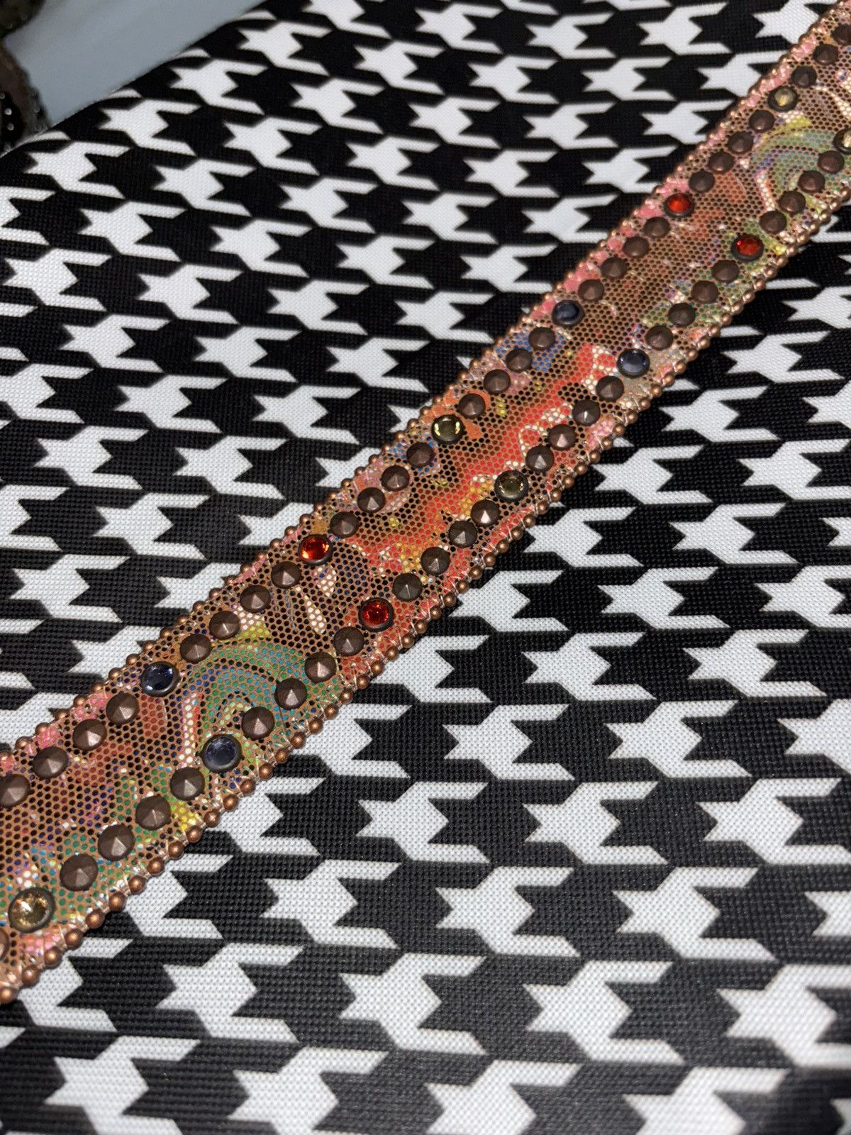 B.B. Simon STEAMPUNK 🛡️ B.B. Simon Copper Custom Leather Swarovski Belt Size 30 - 3 Thumbnail