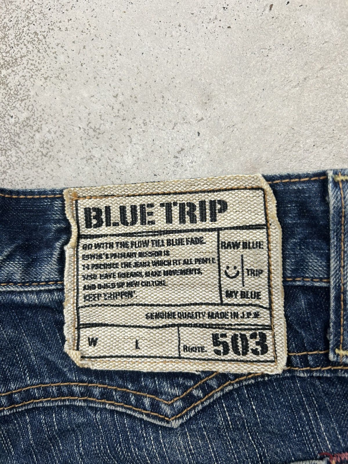 Le Grande Bleu (L.G.B.) Vintage Edwin Japan 503 Blue Trip Slim Whisker Washed Size US 32 / EU 48 - 24 Thumbnail