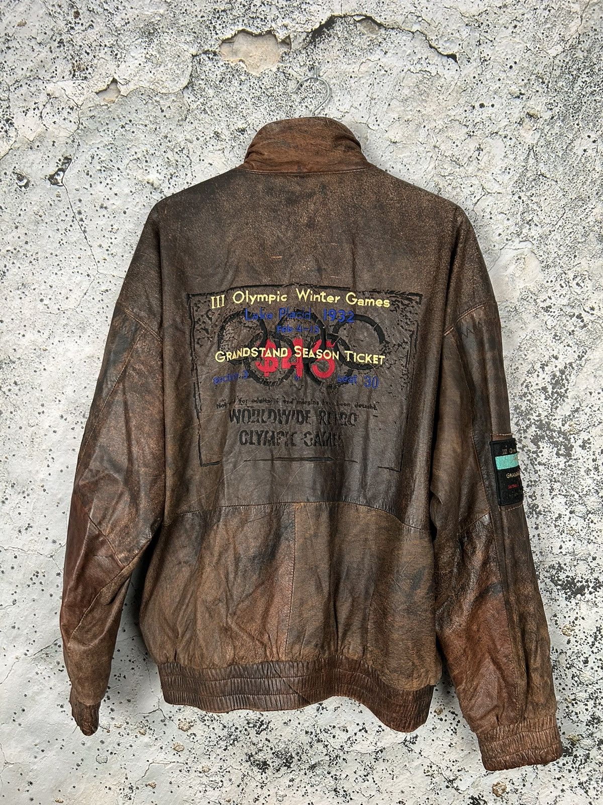 Adidas Vintage Adidas Lake Placid Olympic Games 1932 Leather Jacket Size US L / EU 52-54 / 3 - 3 Thumbnail