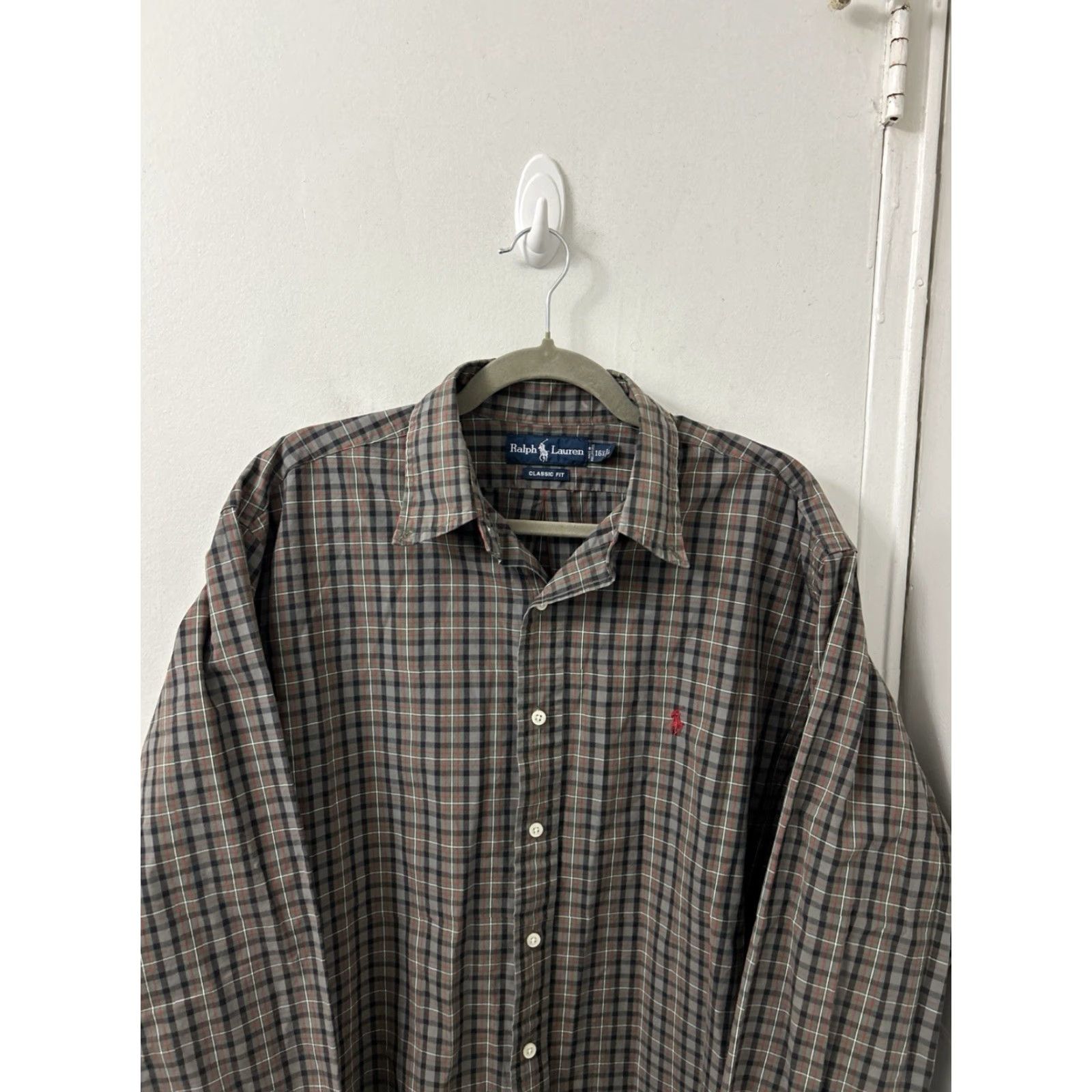 Ralph Lauren VTG Ralph Lauren Shirt Mens L Brown Gray Classic Fit Button Down Red Pony L/S Size US L / EU 52-54 / 3 - 2 Thumbnail