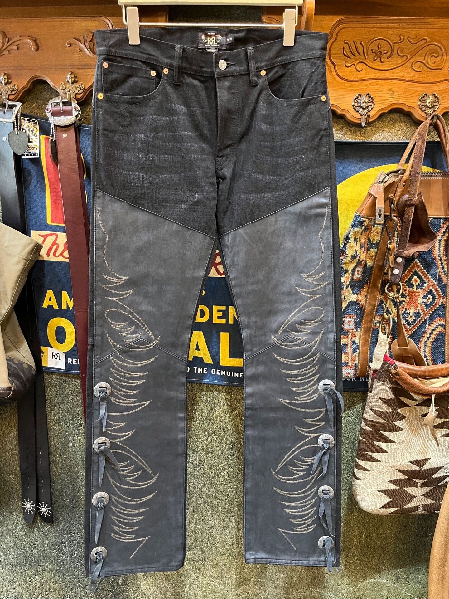 RRL Ralph Lauren rrl limited edition western leather pants Size US 32 / EU 48 - 1 Thumbnail
