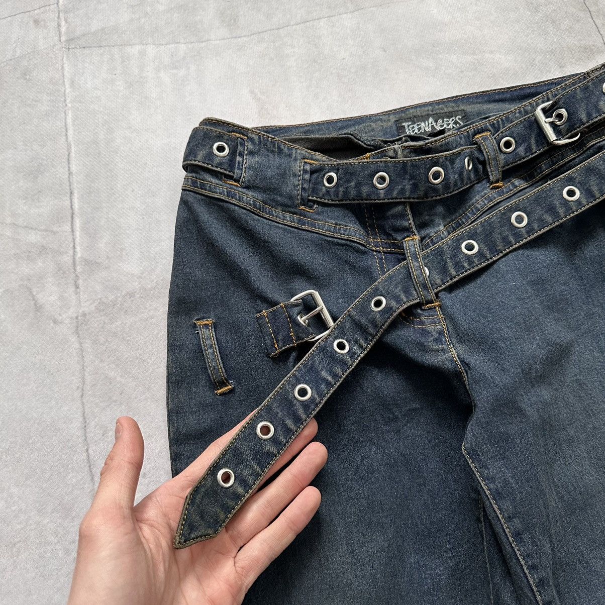 20471120 Bondage Flared Eyelets Belt Studded Punk Jeans LGB If Six Size 26" / US 2 / IT 38 - 6 Thumbnail