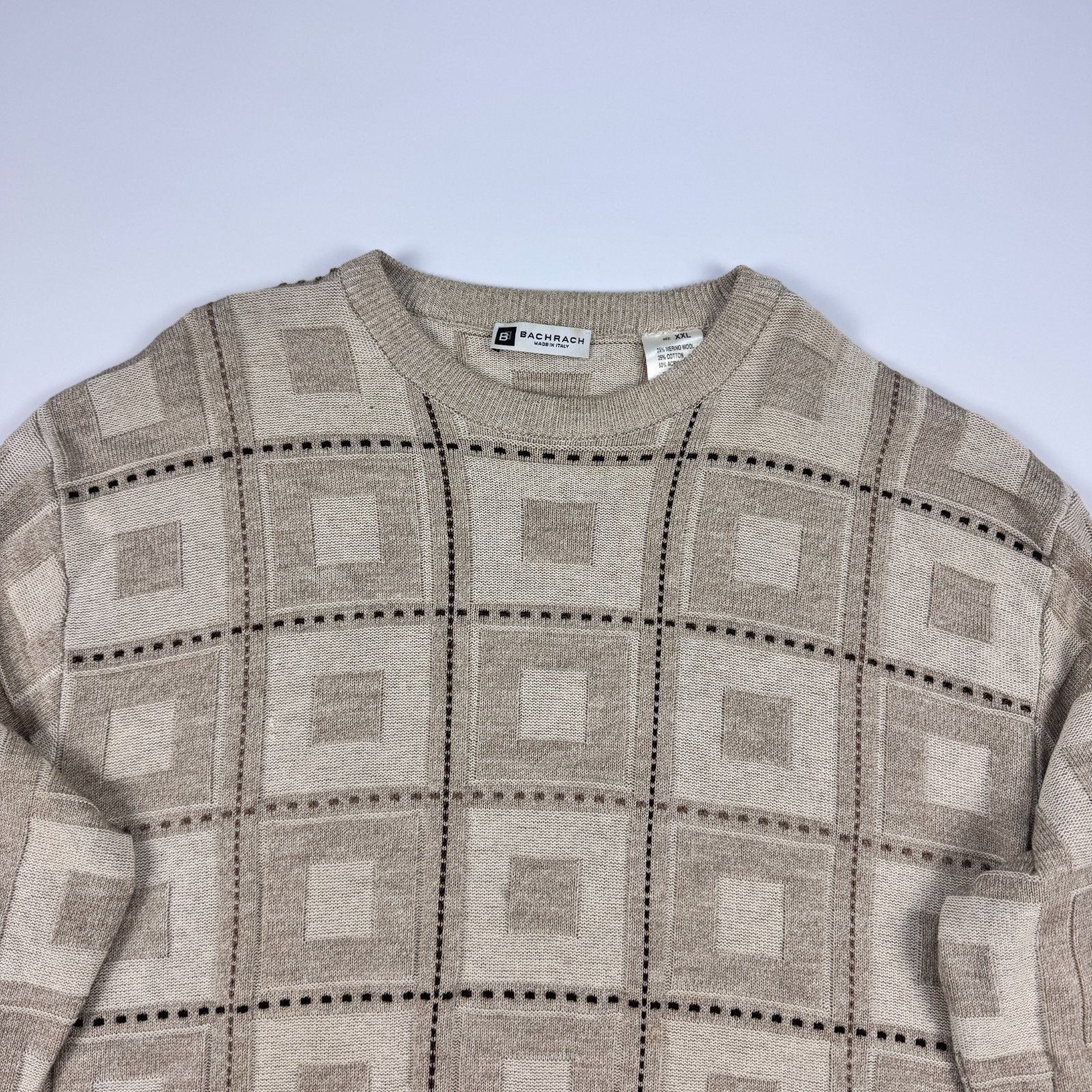 Bachrach Bachrach Sweater XXL Made In Italy Merino Wool Geometric Size US XXL / EU 58 / 5 - 3 Thumbnail