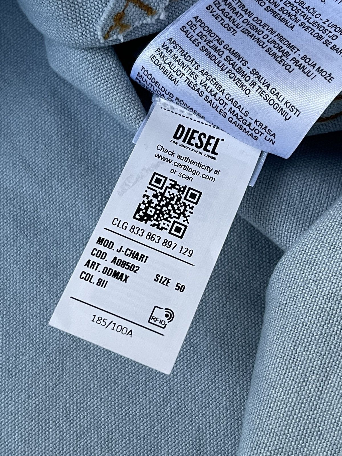 Diesel !DS! SS23 Diesel J-Chart Treated Canvas Indigo Denim Jacket Size US M / EU 48-50 / 2 - 24 Thumbnail