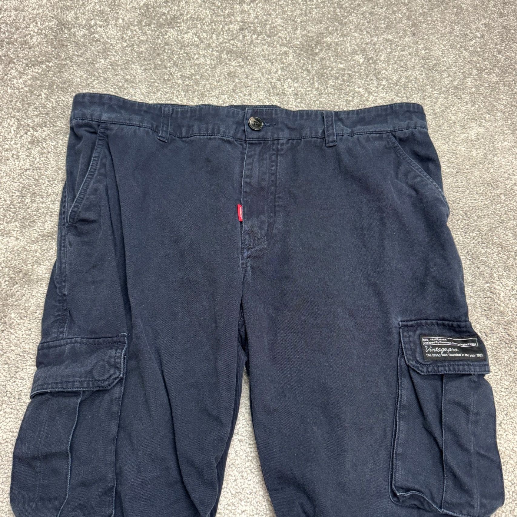Vintage Panmax Paris Pant Jogger Tapered 2XL Navy Blue 100% Cotton Mens Casual Athleisure Pants Size US 39 - 5 Thumbnail