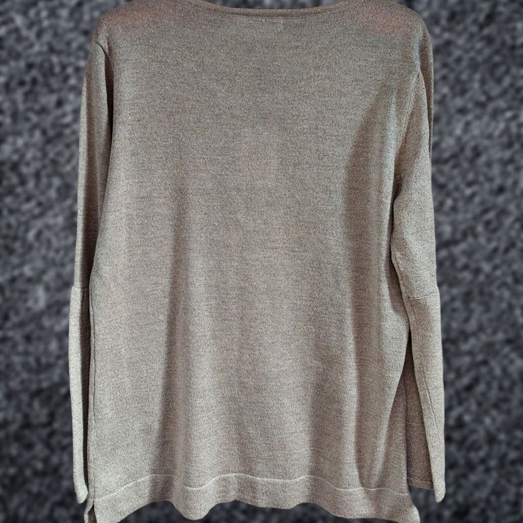 Calvin Klein Calvin Klein Womens Knit Metallic Bell Sleeves Sweater Medium Tan Pullover New Size M / US 6-8 / IT 42-44 - 1 Thumbnail