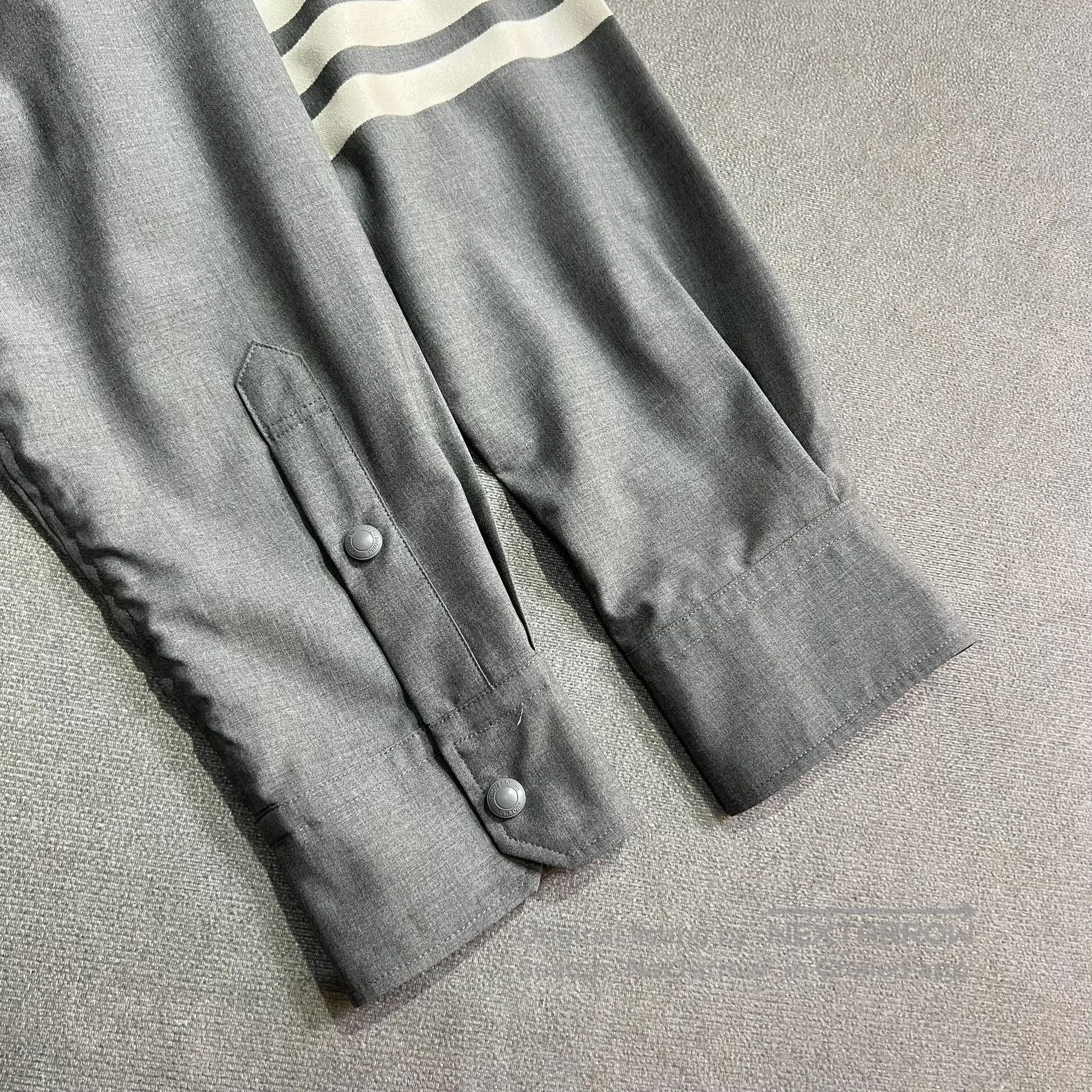 Thom Browne Thom Browne Gray Wool Stripe Shirt Jacket. Size US L / EU 52-54 / 3 - 5 Thumbnail