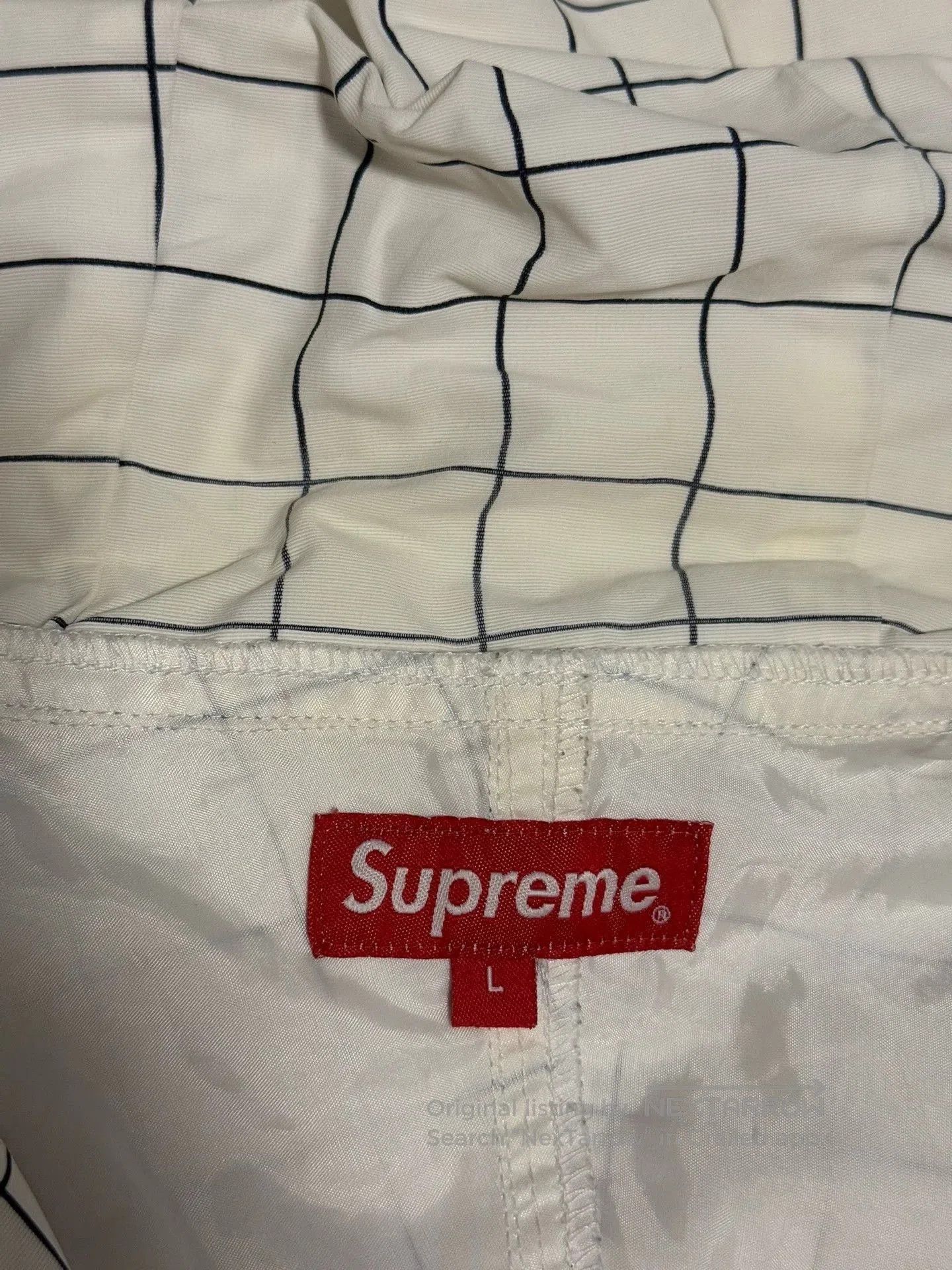 Supreme White Grid Pattern Hooded Anorak Jacket . Size US L / EU 52-54 / 3 - 8 Thumbnail