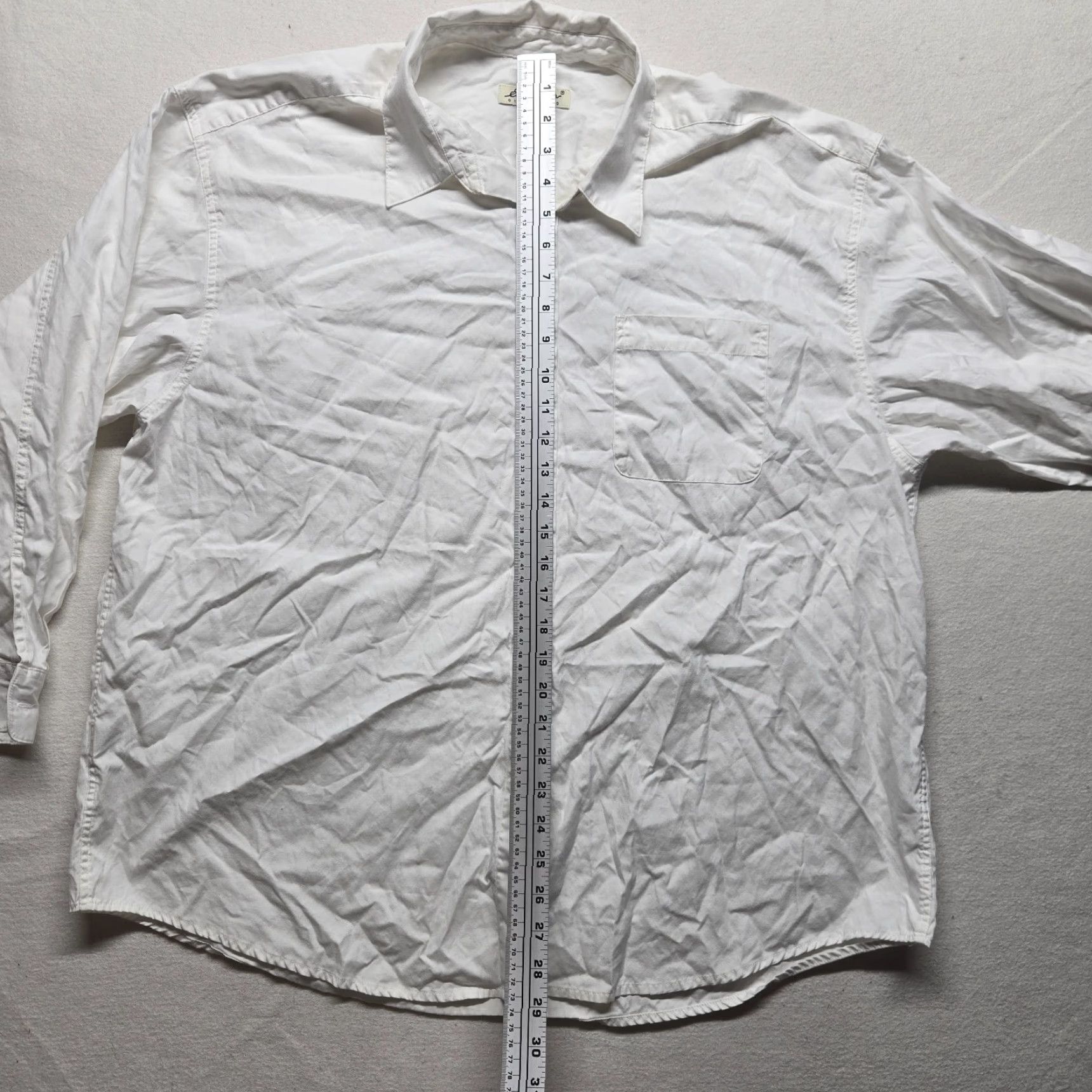 Eddie Bauer VINTAGE Eddie Bauer Dress Shirt Solid White 100% Cotton Button-Down Adult Men 2XL White Mens Dress Shirt Size 48R - 5 Thumbnail