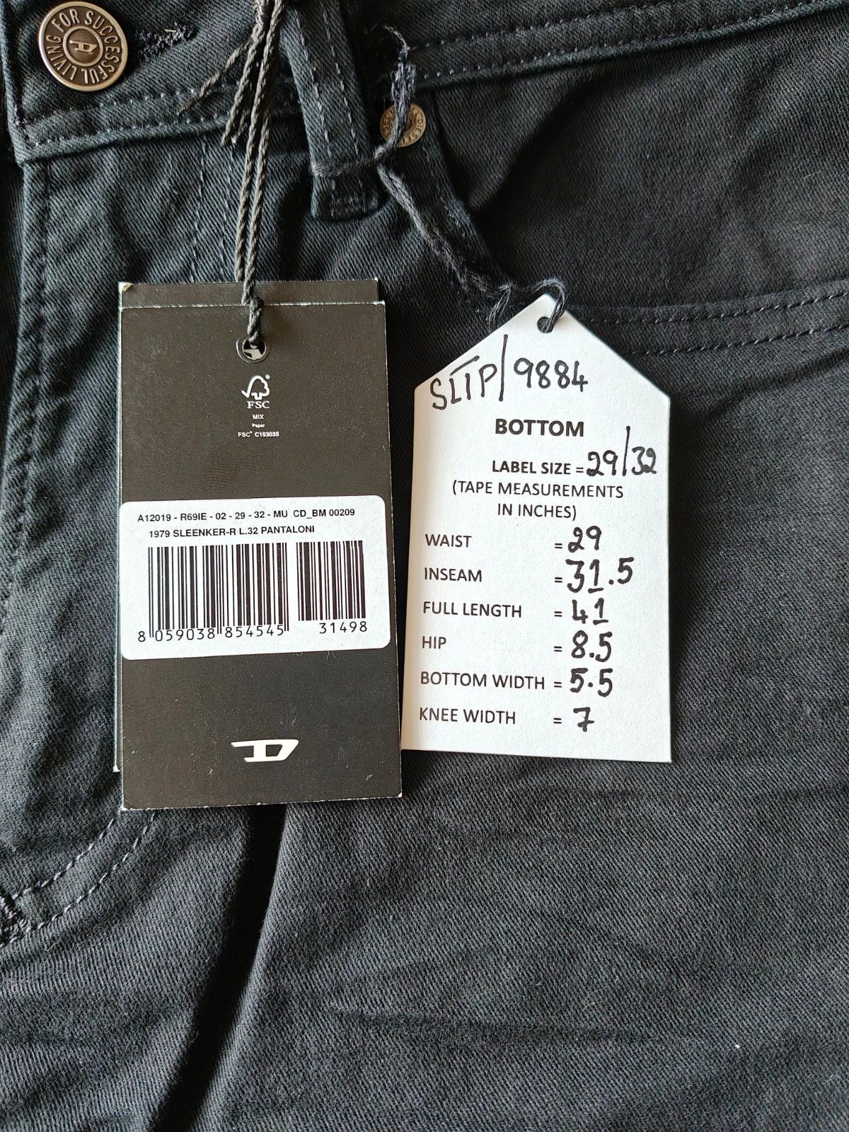 Diesel Diesel 1979 SLEENKER-R L.32 MENS JEANS SLTP/9884 Size US 29 - 6 Thumbnail