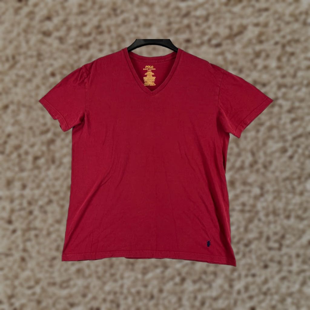 Ralph Lauren Polo Ralph Lauren Shirt Men L Red Cotton Jersey V-Neck Short Sleeve Embroidered Logo Polo Pony Sports Classic Size US L / EU 52-54 / 3 - 1 Thumbnail