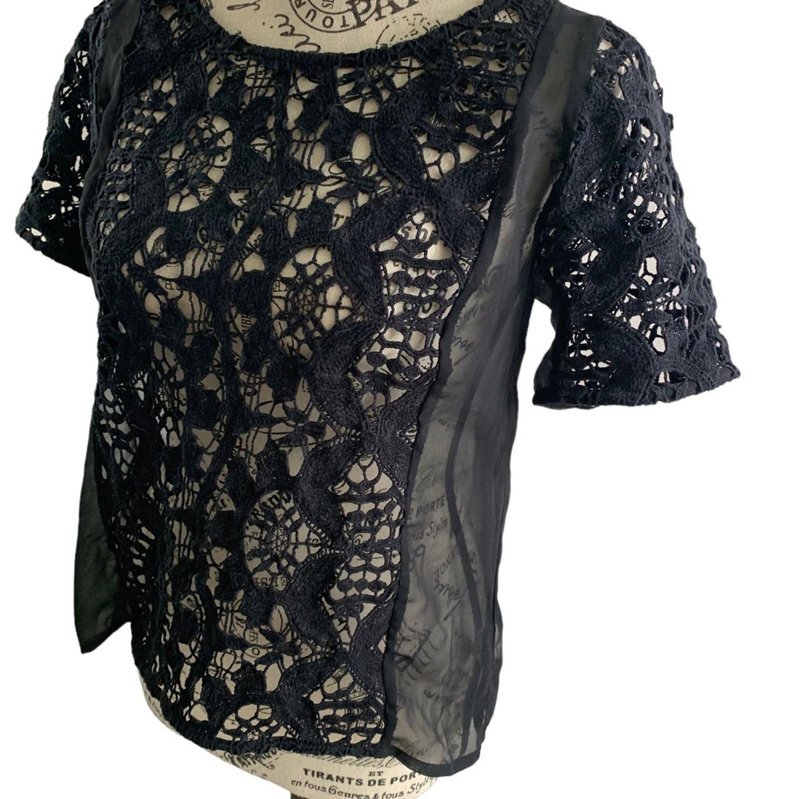 Other American Eagle Women’s Size XS Lace Top Black Sheer Size XS / US 0-2 / IT 36-38 - 6 Thumbnail