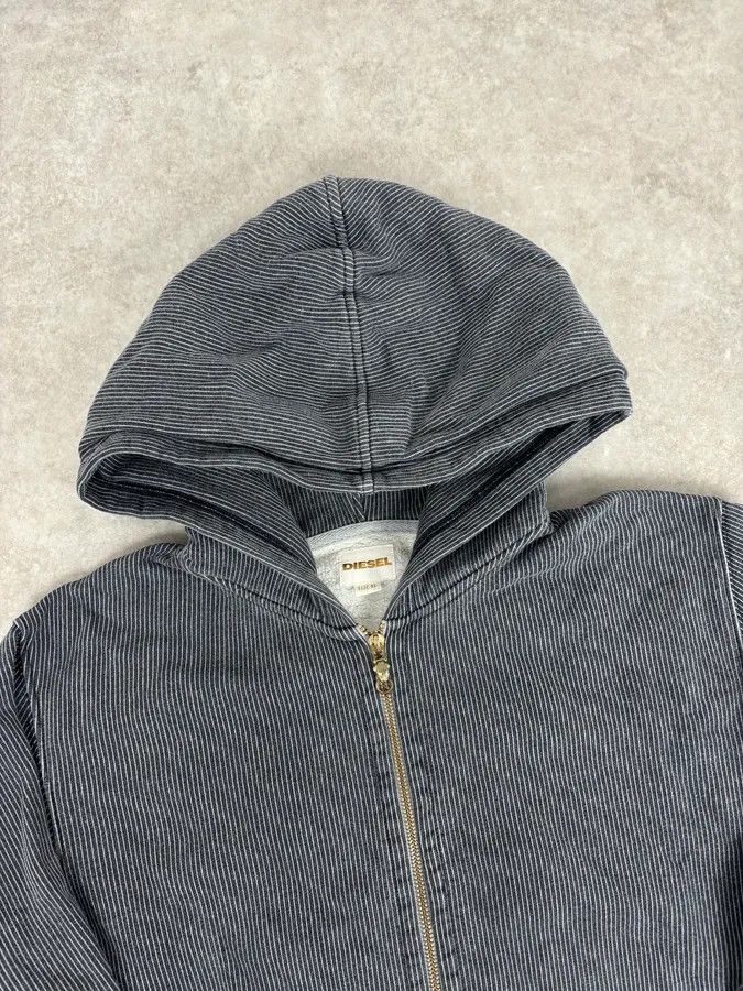 Diesel 2000s Diesel Grey Striped Cozy Zip-up Hoodie Size US L / EU 52-54 / 3 - 4 Thumbnail