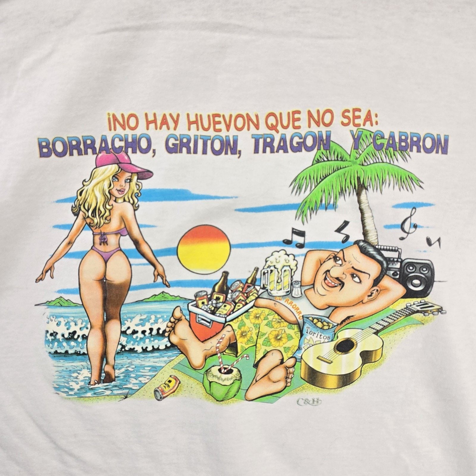 Other Vintage No Hay Huevon Que No Sea Borracho, y Cabron Shirt L Size US L / EU 52-54 / 3 - 7 Thumbnail