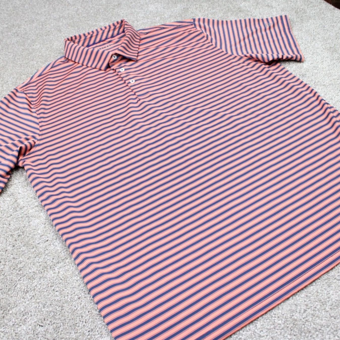 Vintage Maelreg Polo Shirt Men 2XL Orange/Blue Striped Short Sleeve Golf Performance Shirt Men 2XL XXL Size US XXL / EU 58 / 5 - 5 Thumbnail