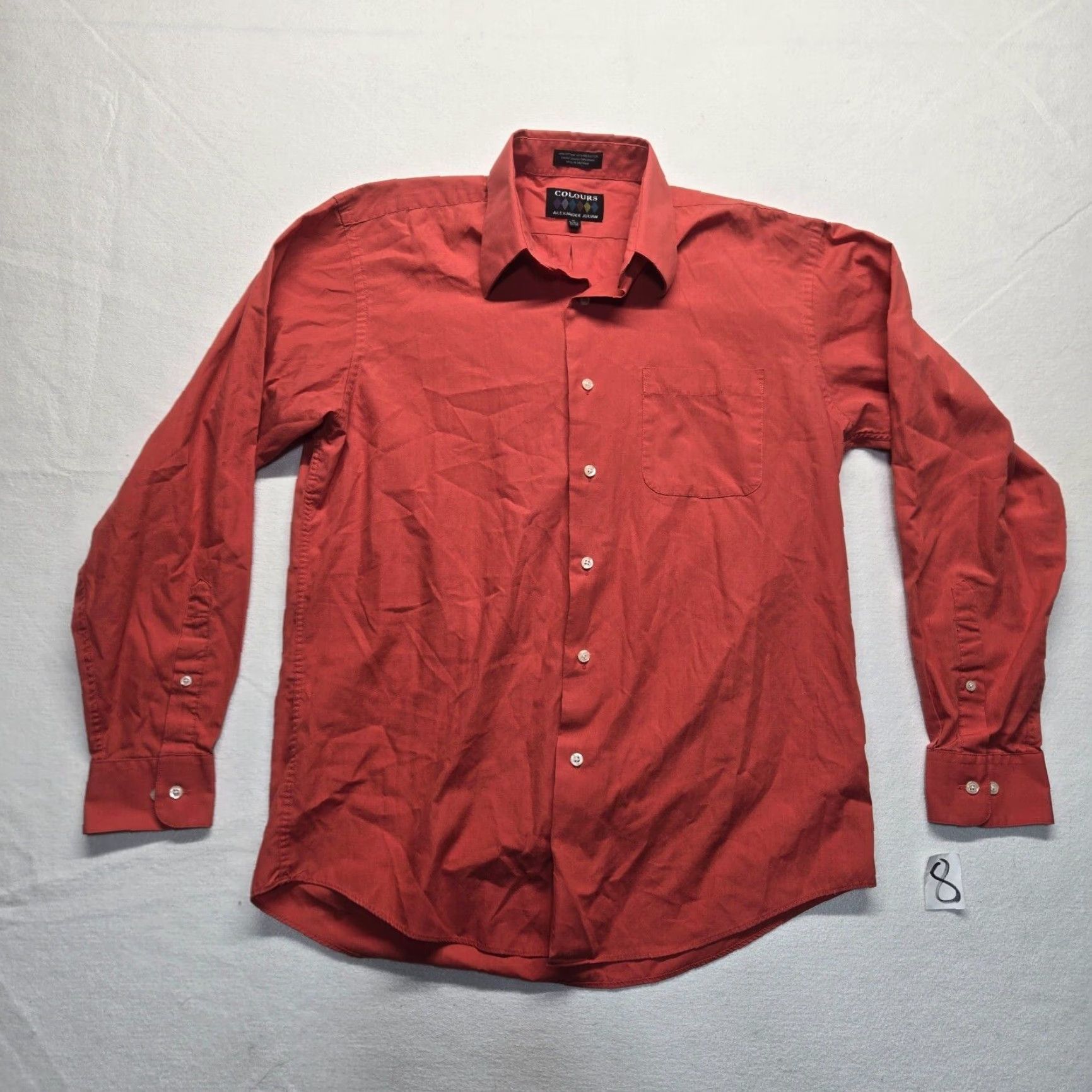 Alexander Julian Colours Alexander Julian Shirt Mens M Orange Regular Solid Button-Up Long Sleeve Subtle Cotton Polyester Modern Size US L / EU 52-54 / 3 - 2 Thumbnail