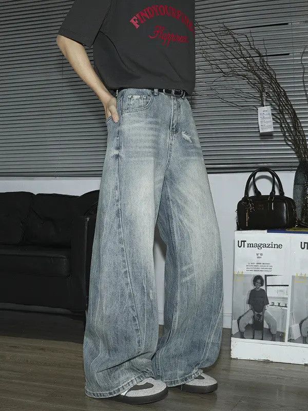 Japanese Brand Retro loose wide leg hip-hop ripped jeans Size US 32 / EU 48 - 2 Thumbnail
