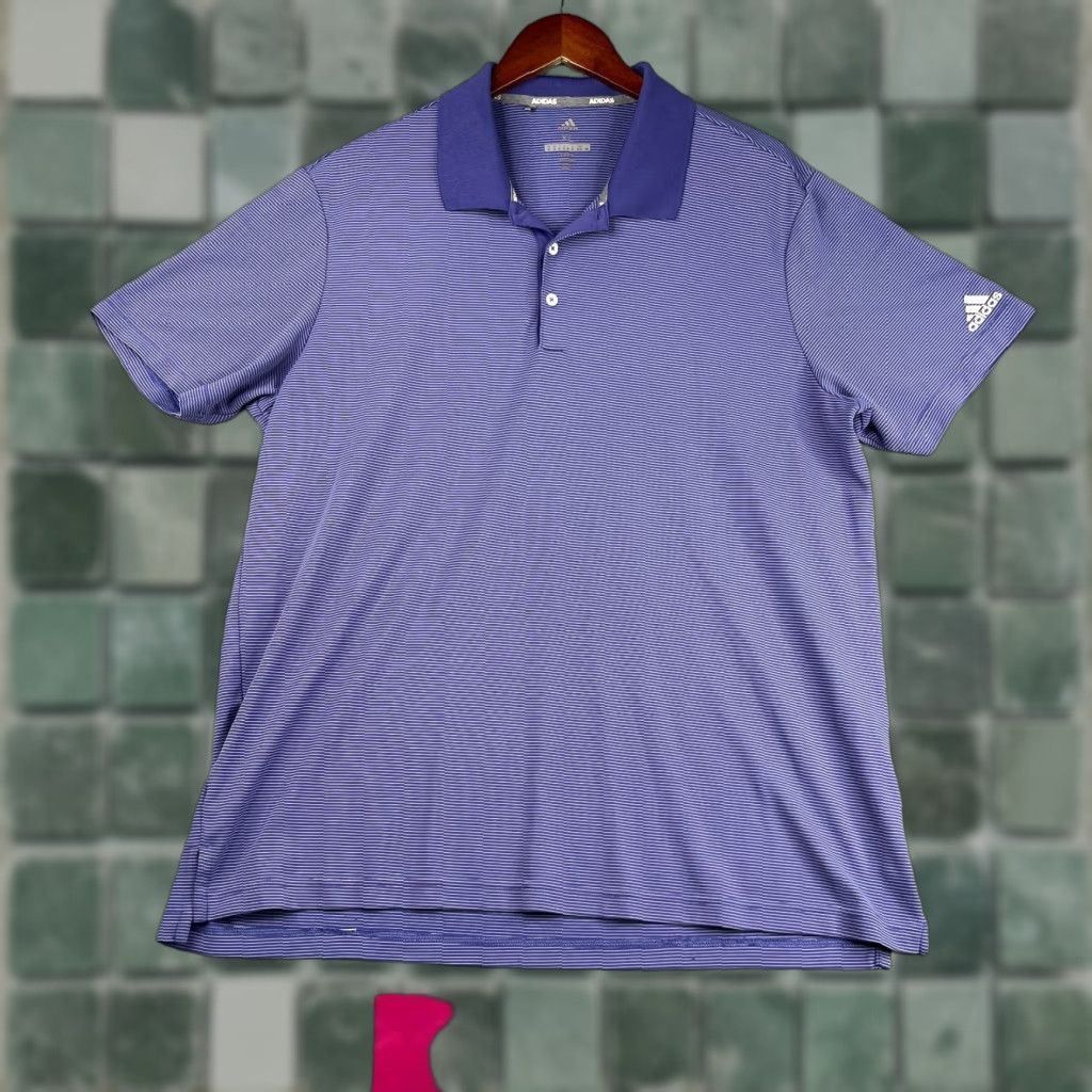 Adidas Adidas Golf Polo Shirt Mens XL Purple Striped Stretch Casual Polo Shirt Size US XL / EU 56 / 4 - 1 Thumbnail