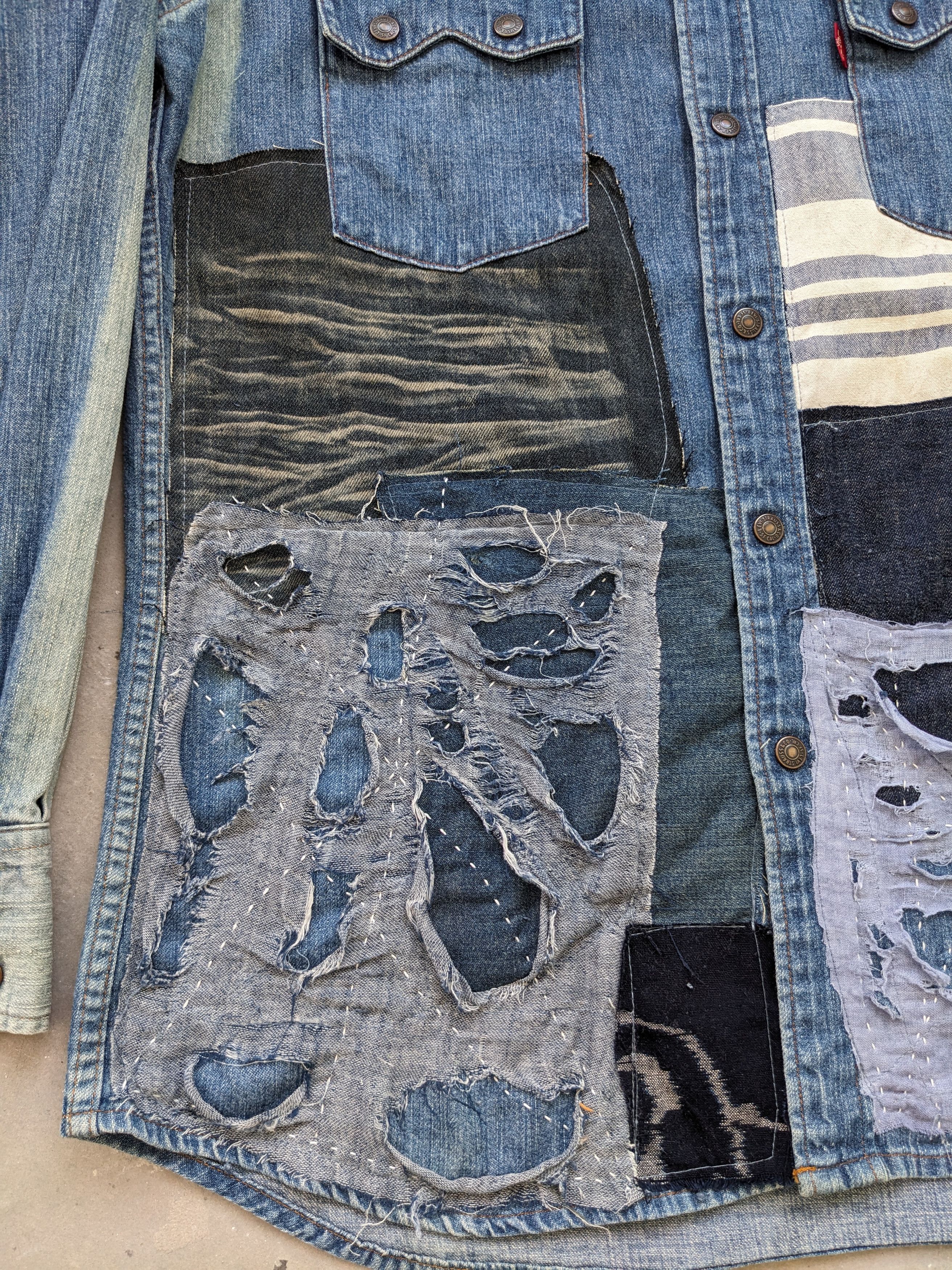 Levi's Vintage Levis Denim Shirt Boro Custom Made Size US M / EU 48-50 / 2 - 5 Thumbnail