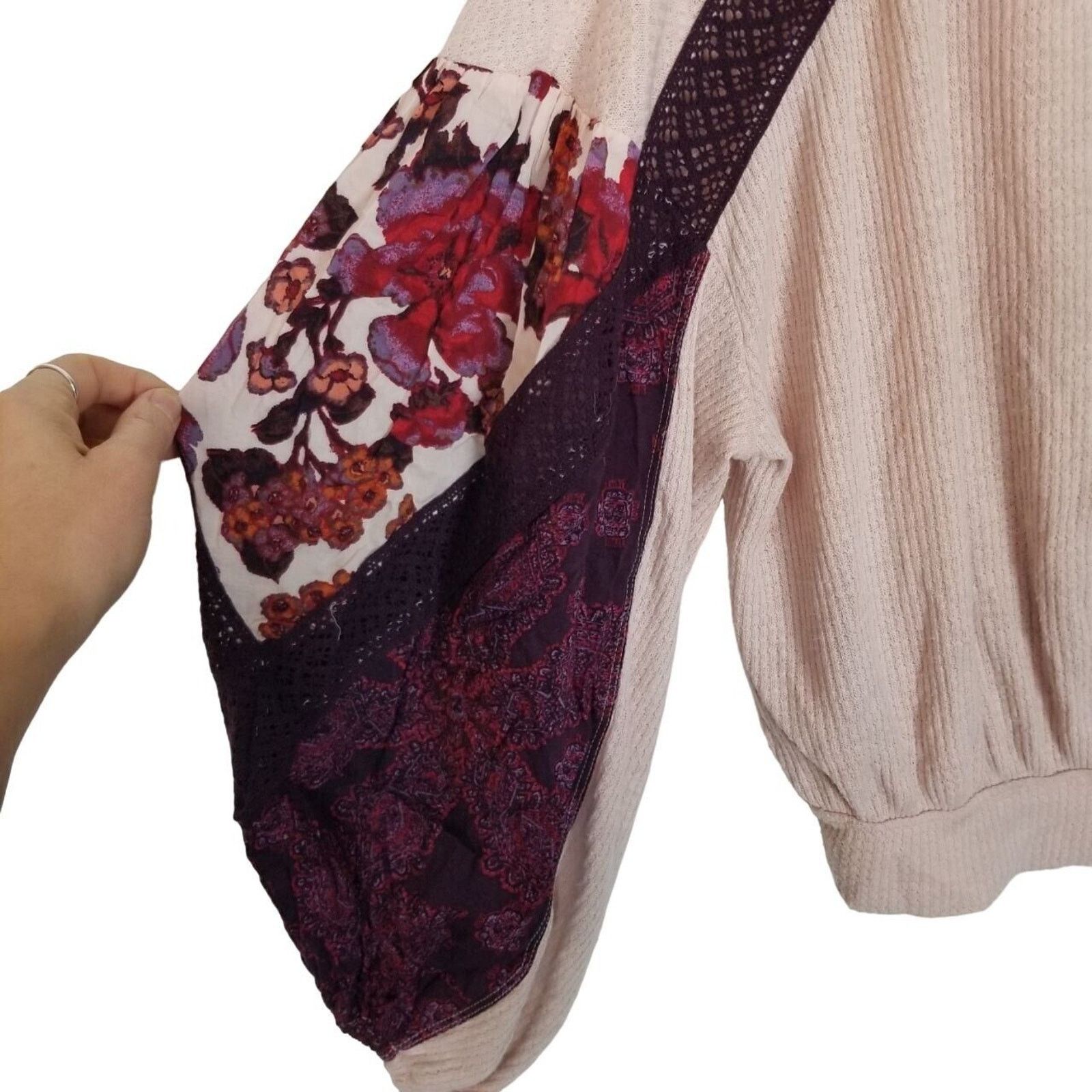 Free People Free‎ People Casual Clash Thermal Top Boho Peasant Romantic Size S / US 4 / IT 40 - 6 Thumbnail