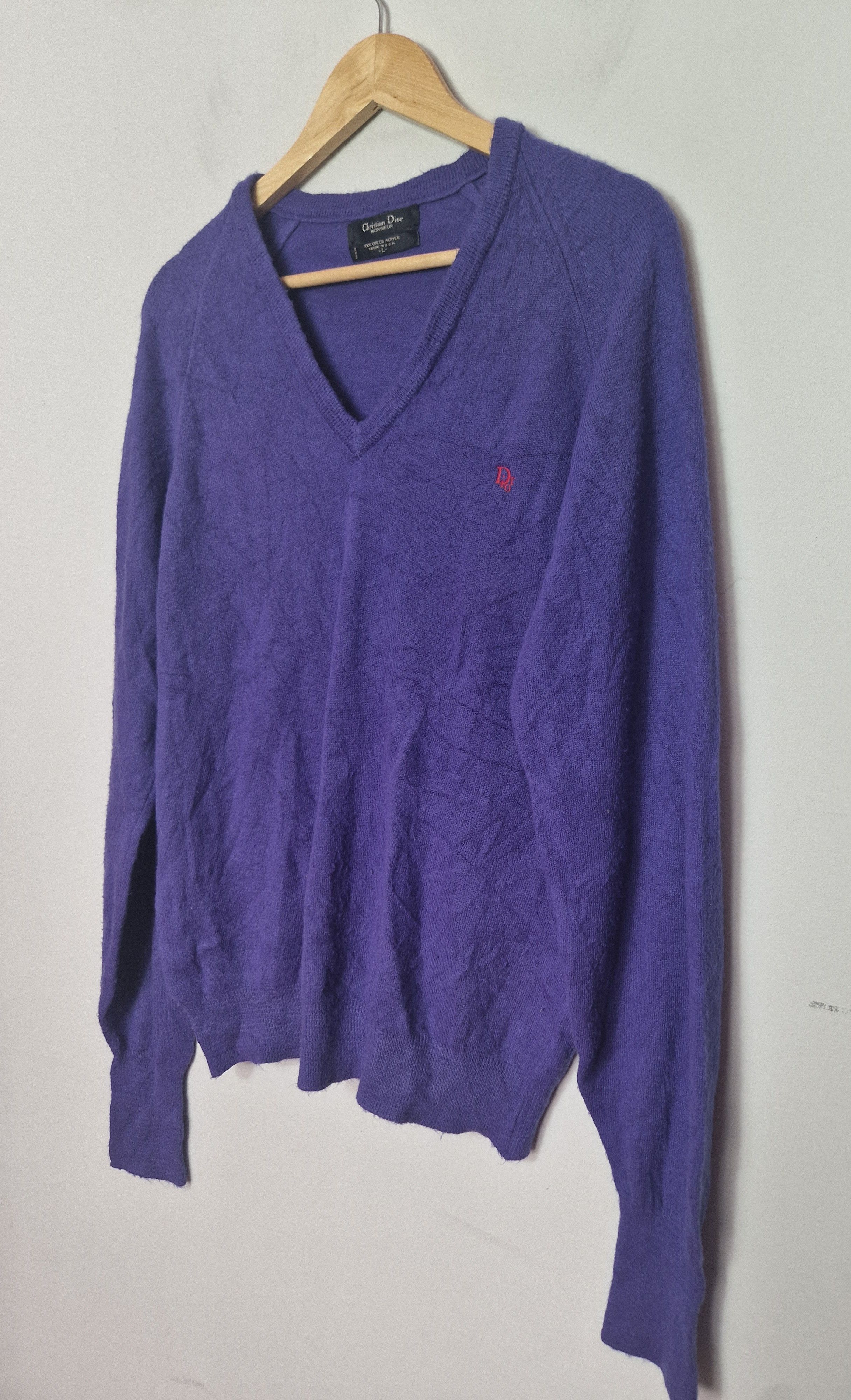 Dior × Hedi Slimane Dior vintage purple sweater Size US XL / EU 56 / 4 - 2 Thumbnail