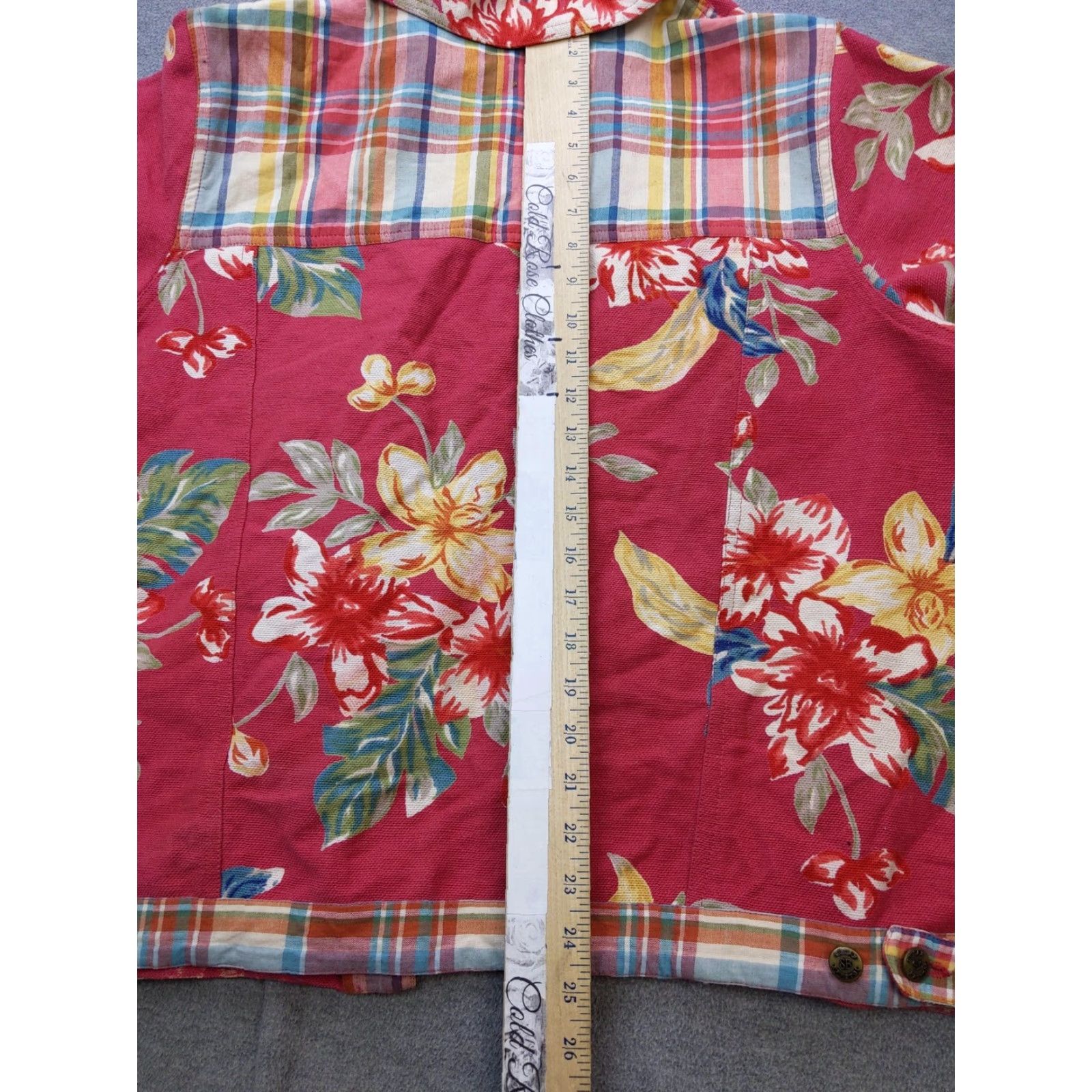 Vintage VINTAGE Susan Bristol Jacket Womens 2W Red Floral Tropical Short Sleeve Button Front Size 26" / US 2 / IT 38 - 7 Thumbnail