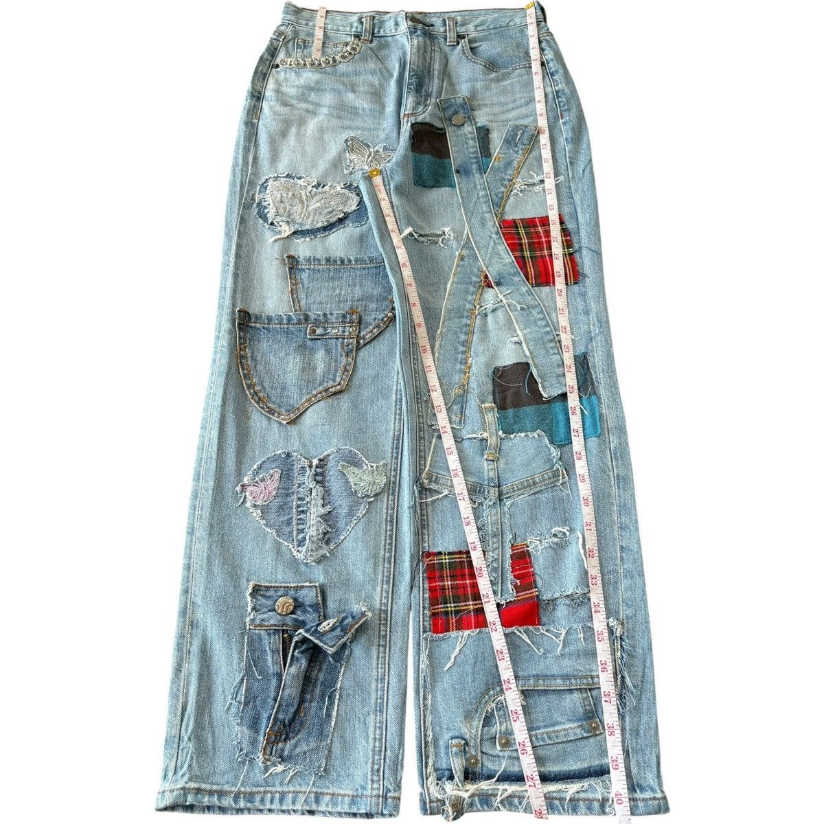 GU Vintage Japanese GU Custom Patchwork Loose Jeans Size US 29 - 7 Thumbnail