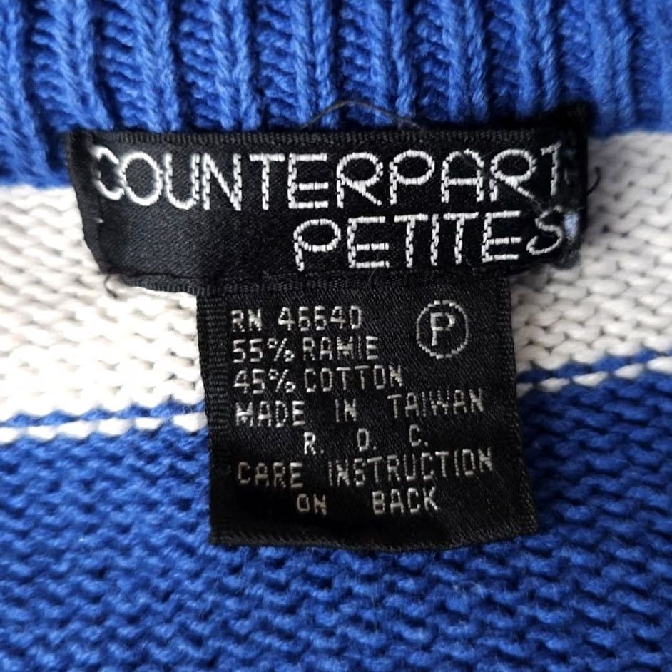 Vintage VINTAGE Counterparts Seahorse Cardigan Sweater Womens Petite Blue 90s Striped Knit Cardigan Women XS- petite Size S / US 4 / IT 40 - 7 Thumbnail