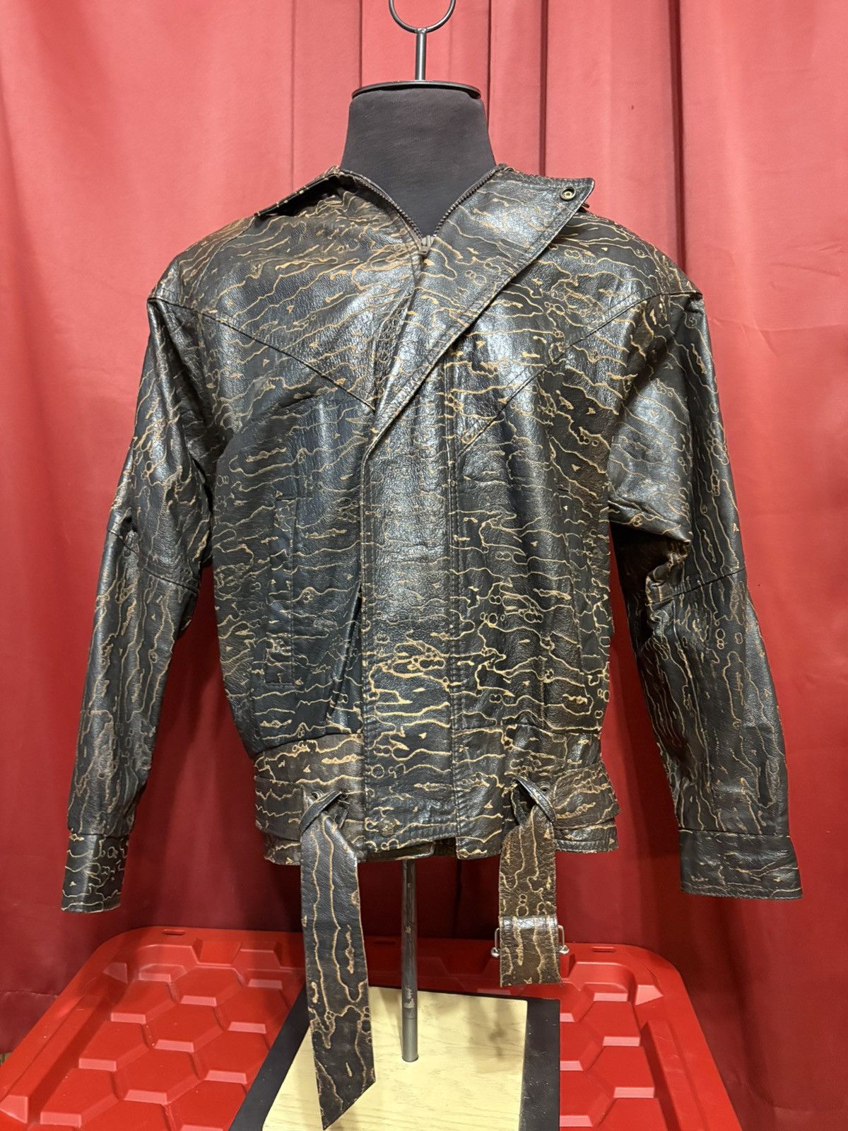 Vintage Vintage Animal Print Leather Jacket Tiger Stripe Snakeskin Size XS / US 0-2 / IT 36-38 - 2 Thumbnail