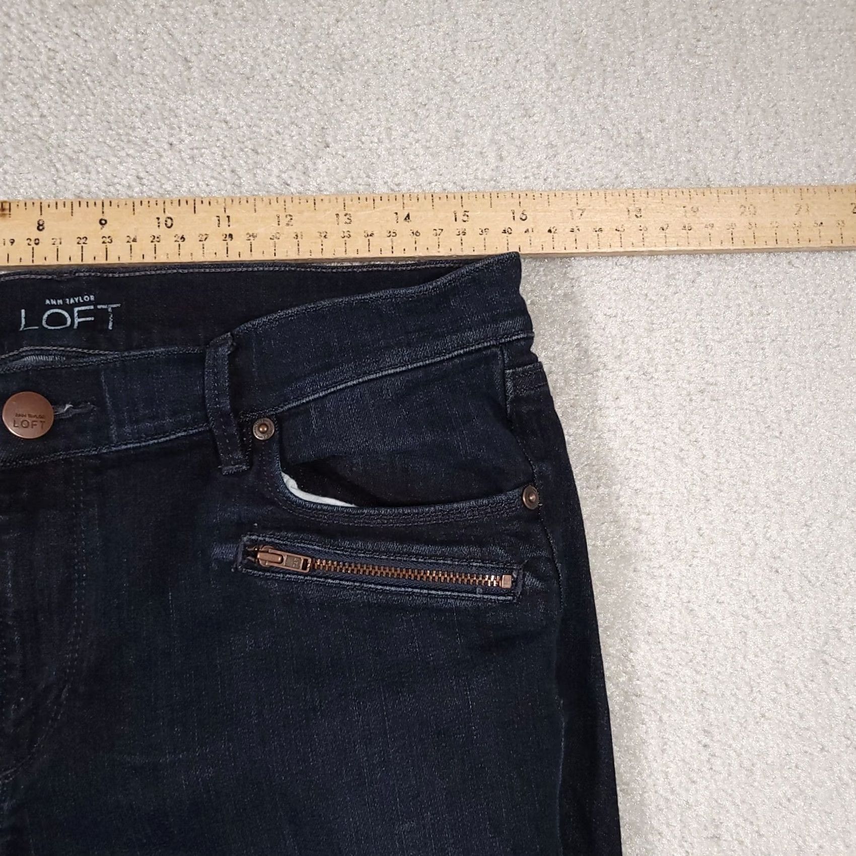 Loft LOFT Jeans Skinny Dark Wash Denim Stretch Raw Hem Mid-Rise Womens 30 Regular Blue 90s City Vintage No Size 30" / US 8 / IT 44 - 6 Thumbnail