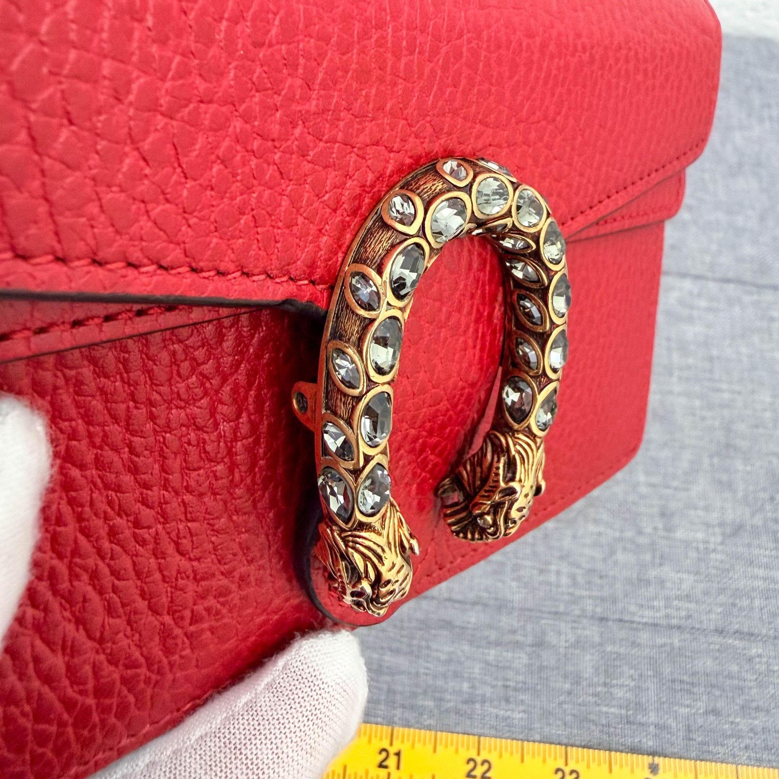 Gucci Authentic Gucci Dionysus Red Leather Chain Bag Tiger Head Size ONE SIZE - 8 Thumbnail