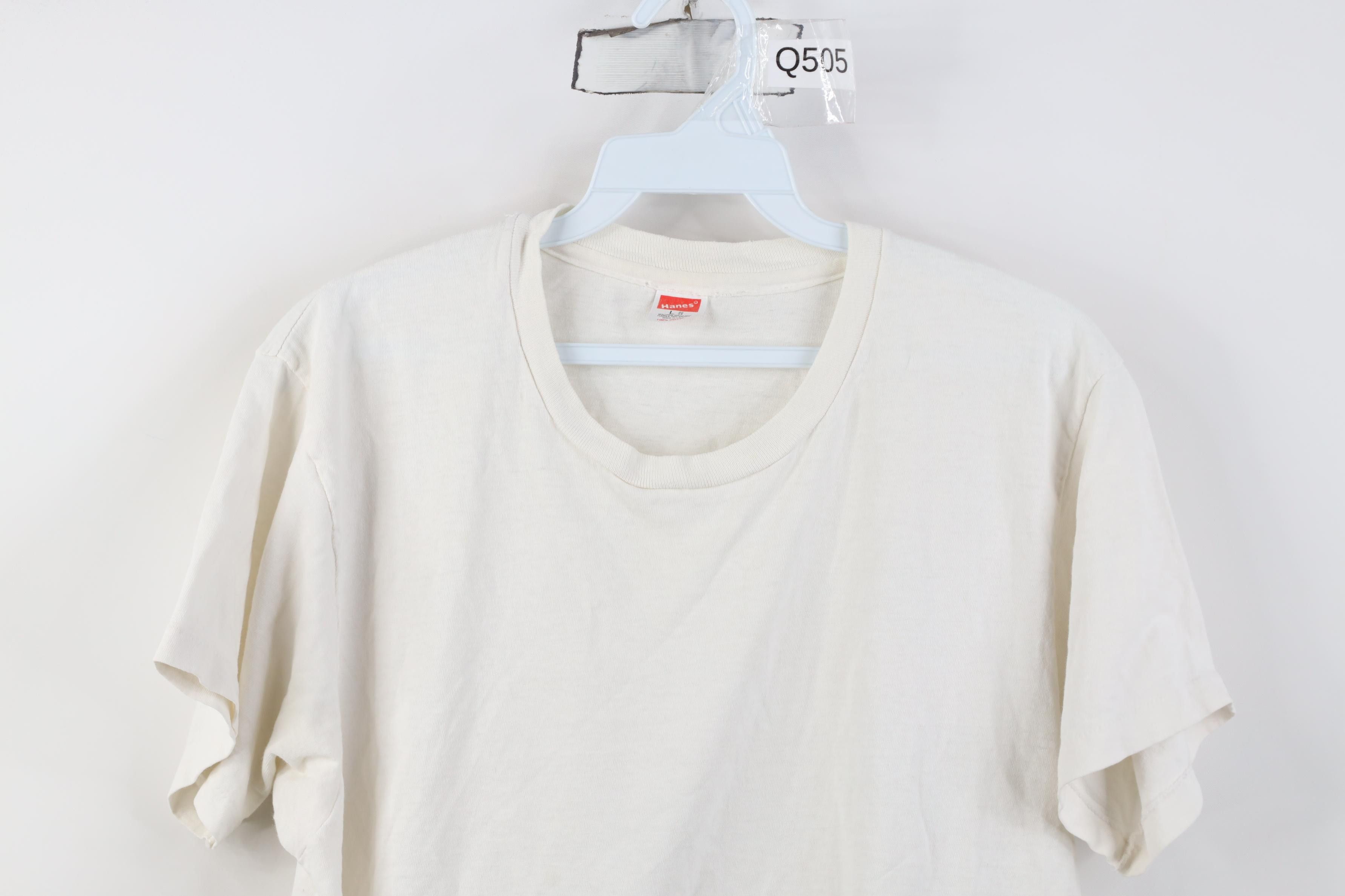 Hanes Vintage 80s 90s Hanes Blank Cotton T-Shirt White USA Size US L / EU 52-54 / 3 - 2 Thumbnail
