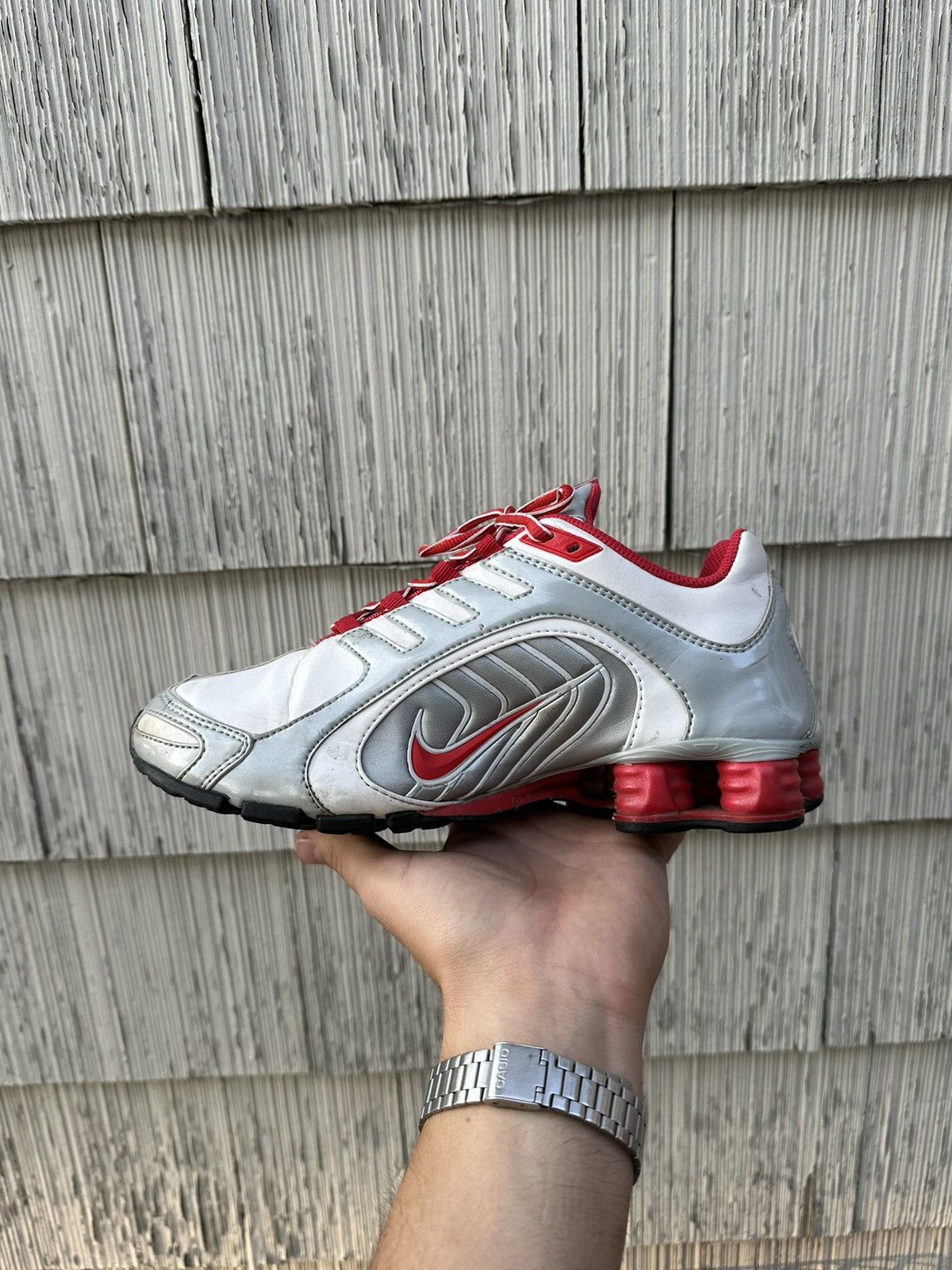 Nike 2012 Y2k Woman Nike Shox Low Sneakers Silver Hype Streetwear Size US 7.5 / IT 37.5 - 3 Thumbnail