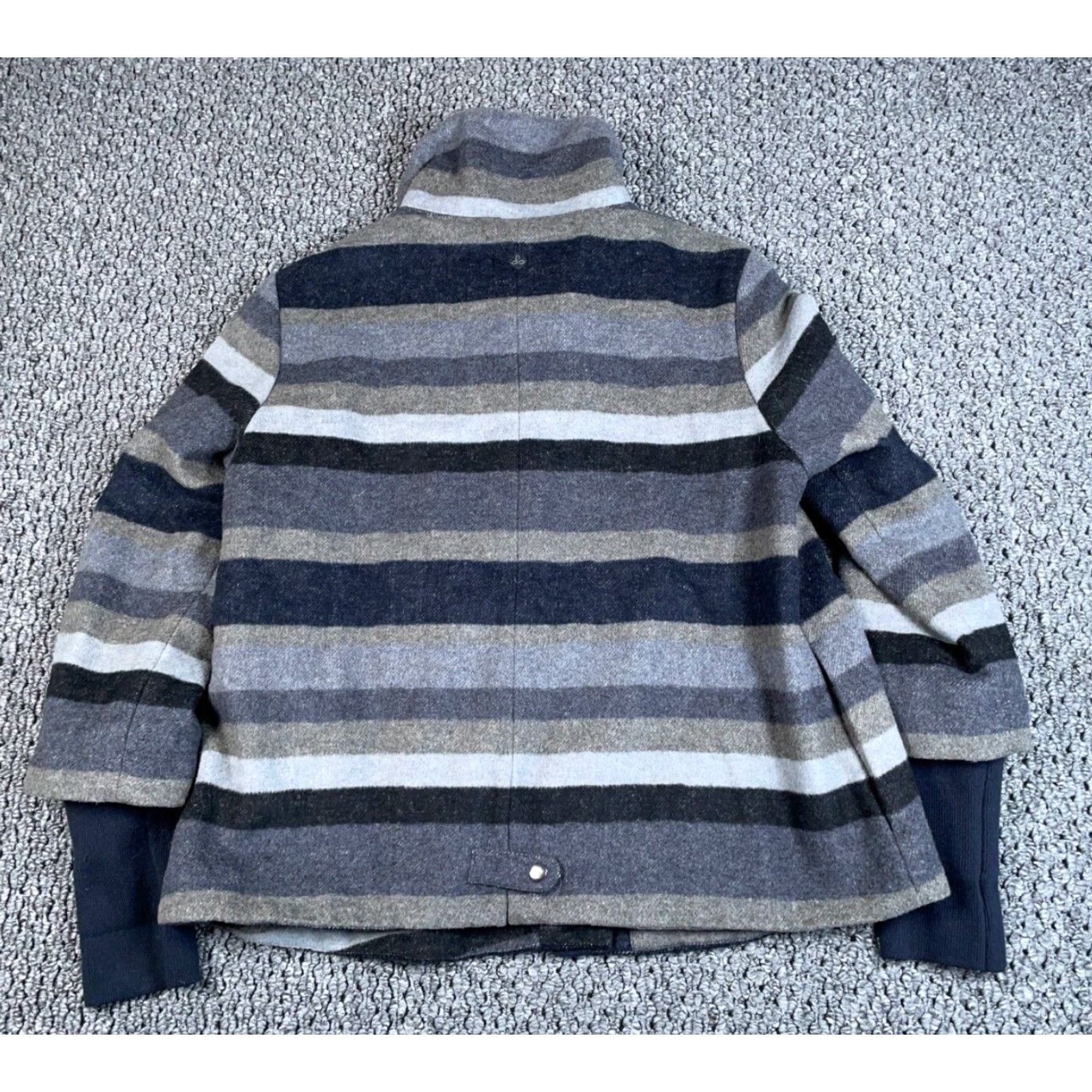 Prana prAna Jacket Women Large Gray Olive Green Striped Zip Front Insulated Wool-Blend Pockets Size L / US 10 / IT 46 - 2 Thumbnail
