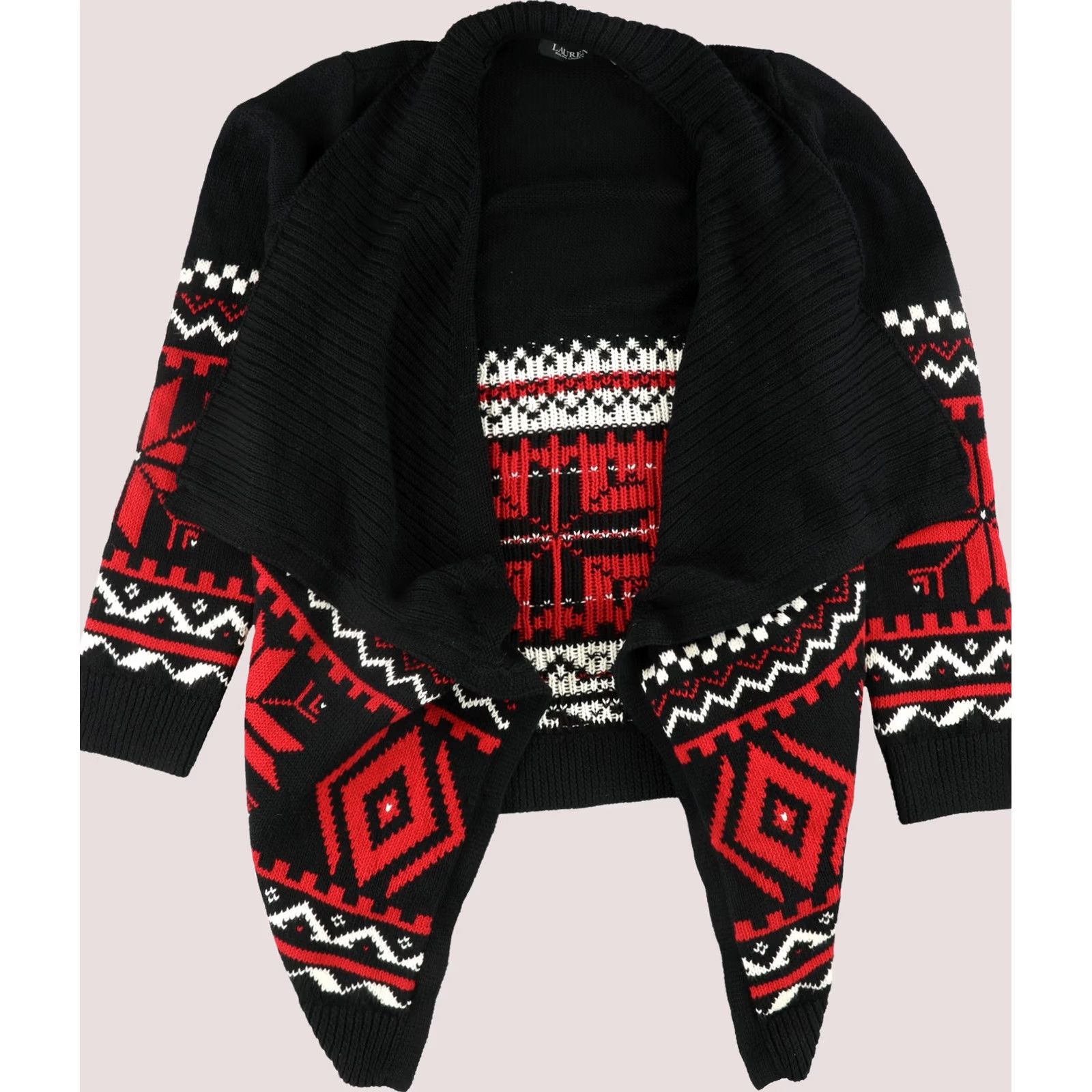 Ralph Lauren Ralph Lauren Womens Fair Isle Shawl Sweater, Red, X-Large Size XL / US 12-14 / IT 48-50 - 1 Thumbnail