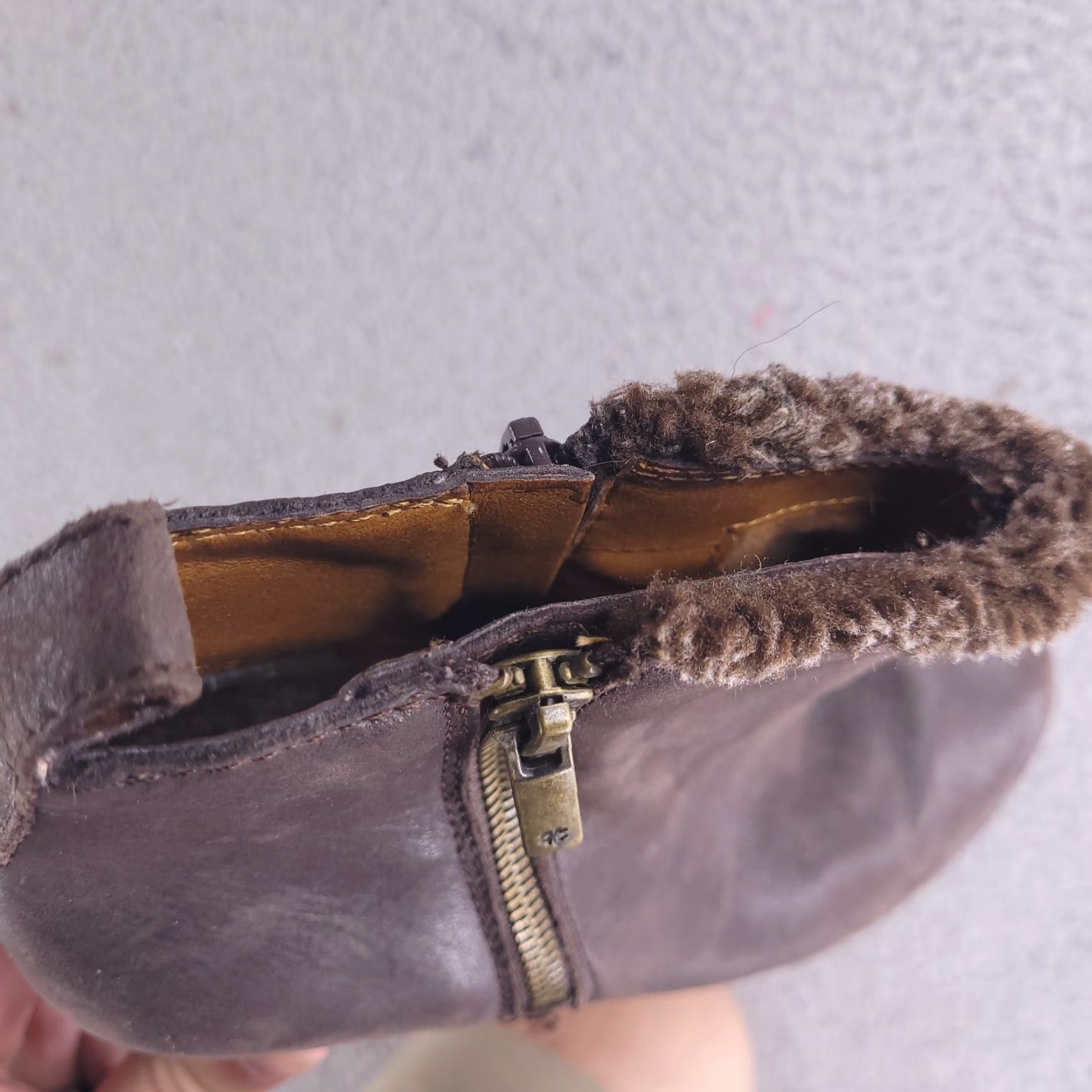 Lucky Brand Lucky Brand Ankle Boots Womens 6.5 Brown Zip Wedge Leather Suede Bootie, High Heel, Faux Fur, Casual, M Size US 7 / IT 37 - 5 Thumbnail
