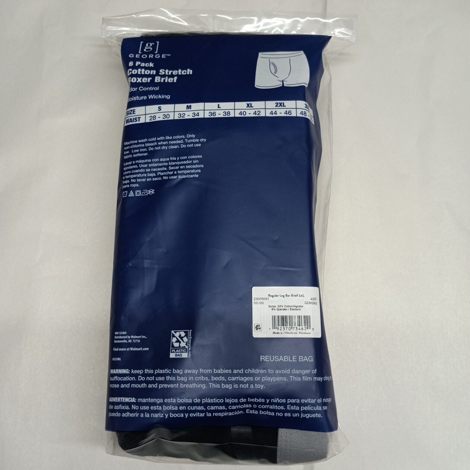 George George Men's Stretch Boxer Briefs 6-Pack Size 3XL 48-50 Size 46 - 3 Thumbnail