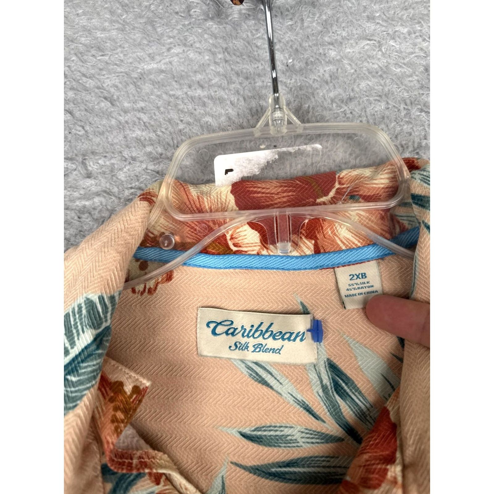 Vintage Caribbean Shirt Mens Big 2X Peach Short Sleeve Hawaiian Silk Blend Floral Size US XXL / EU 58 / 5 - 7 Thumbnail
