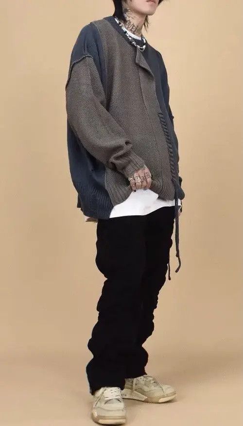 VIBE Retro punk grunge distressed patchwork knitwear sweater Size US XL / EU 56 / 4 - 3 Thumbnail