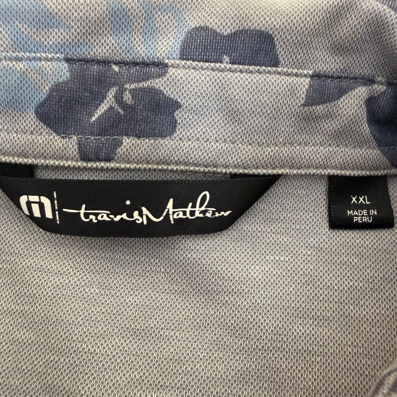 TravisMathew Travis Mathew Mens Polo Shirt XXL Blue Gray Floral Golf Size US XXL / EU 58 / 5 - 2 Thumbnail