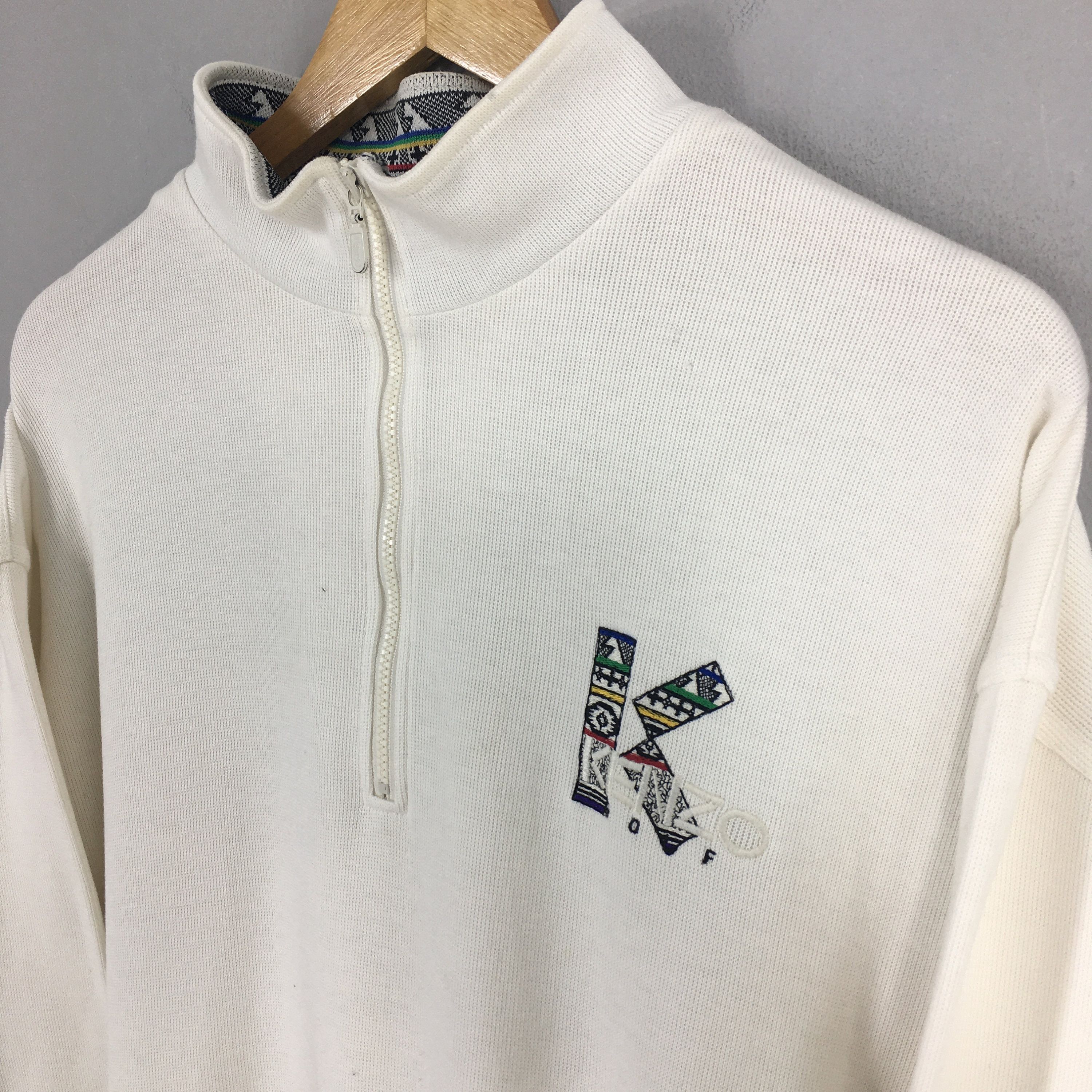 Designer × Kenzo Vintage Kenzo Golf White Half Zip Sweater Large Size US L / EU 52-54 / 3 - 3 Thumbnail