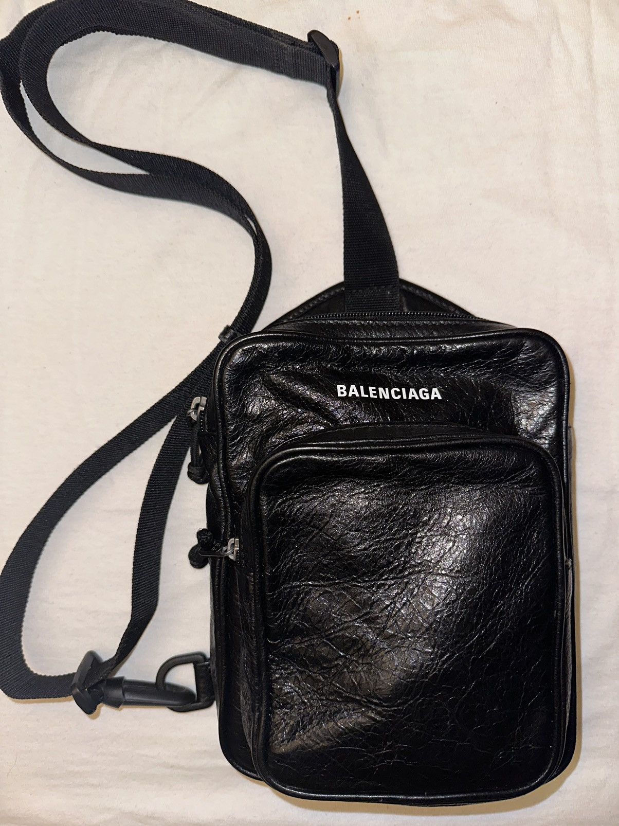 Pre-owned Balenciaga Explorer Leather Bag In Black